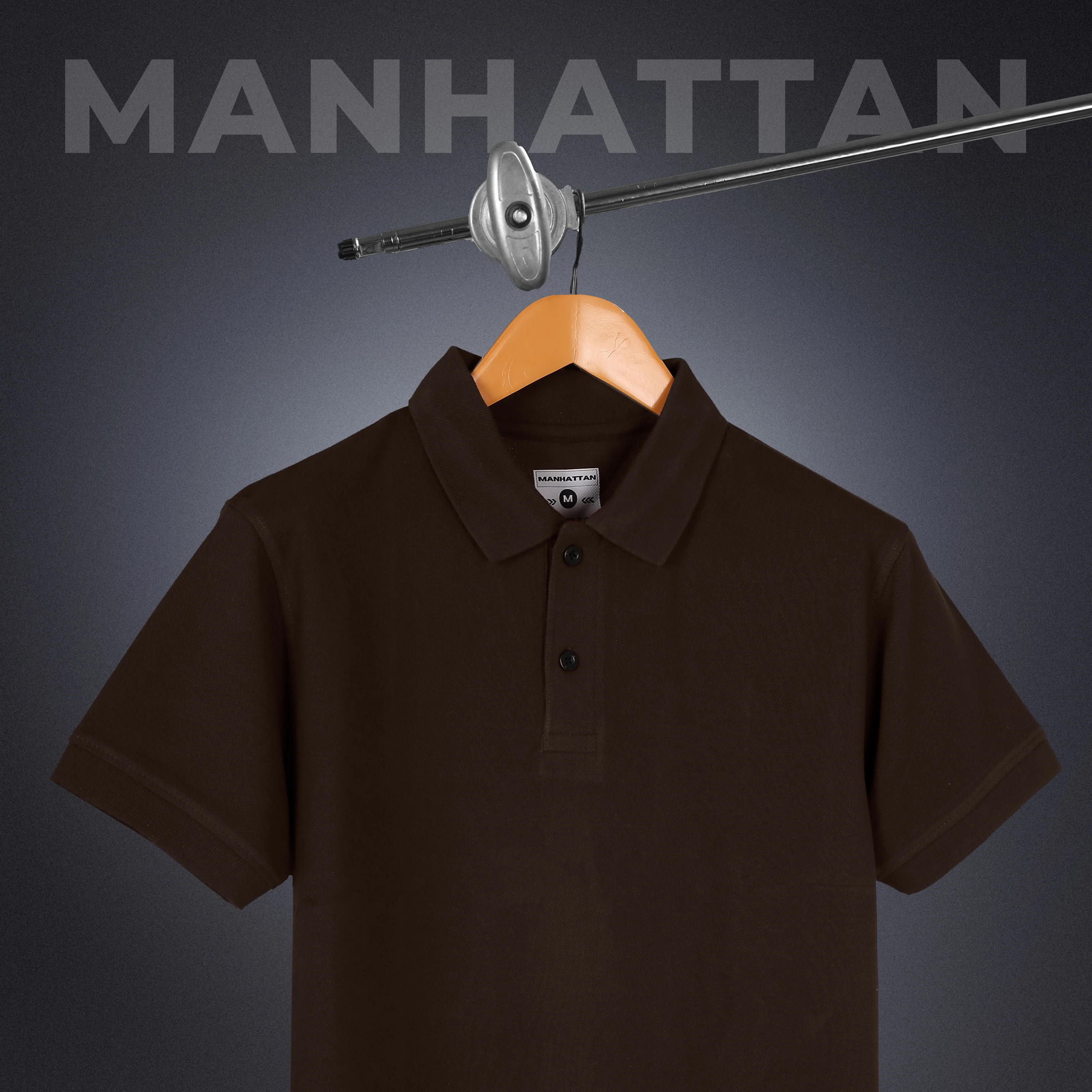 Pure Cotton Polo Plain T Shirts (Coffee Brown) Without Pocket - Image 4