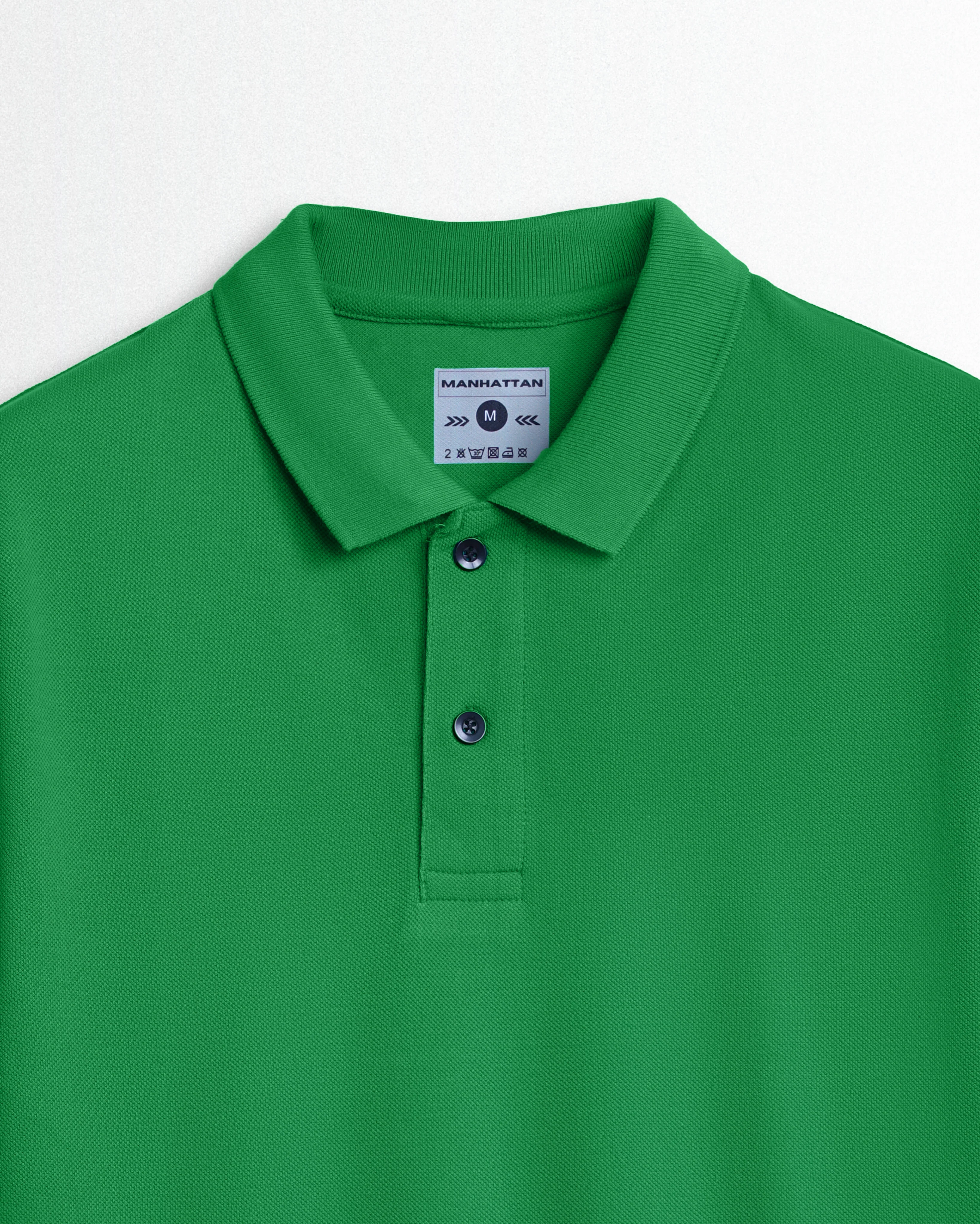 Pure Cotton Polo Plain T Shirts (Dark Green) Without Pocket - Image 2