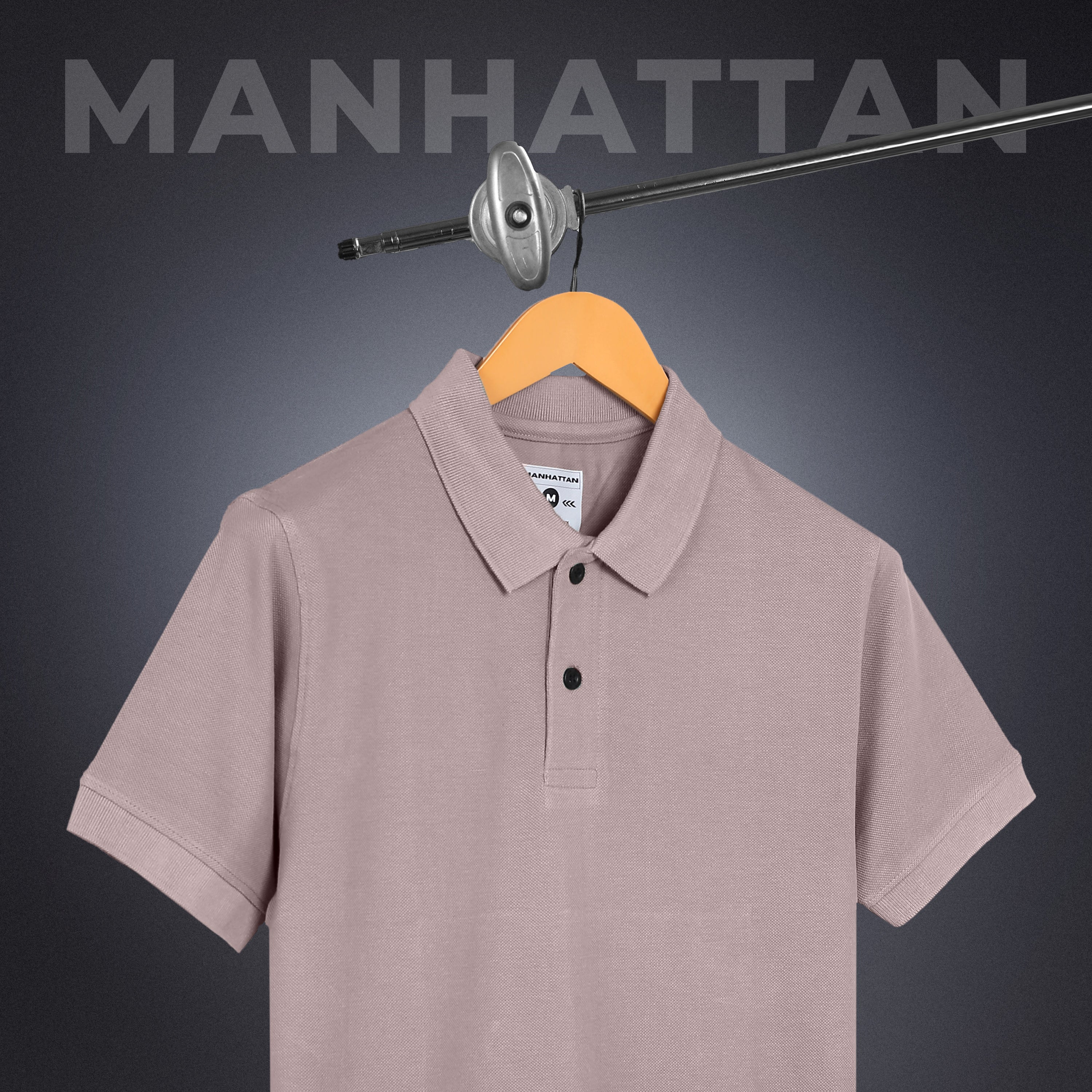 Pure Cotton Polo Plain T Shirts (Dusty Pink) Without Pocket - Image 3