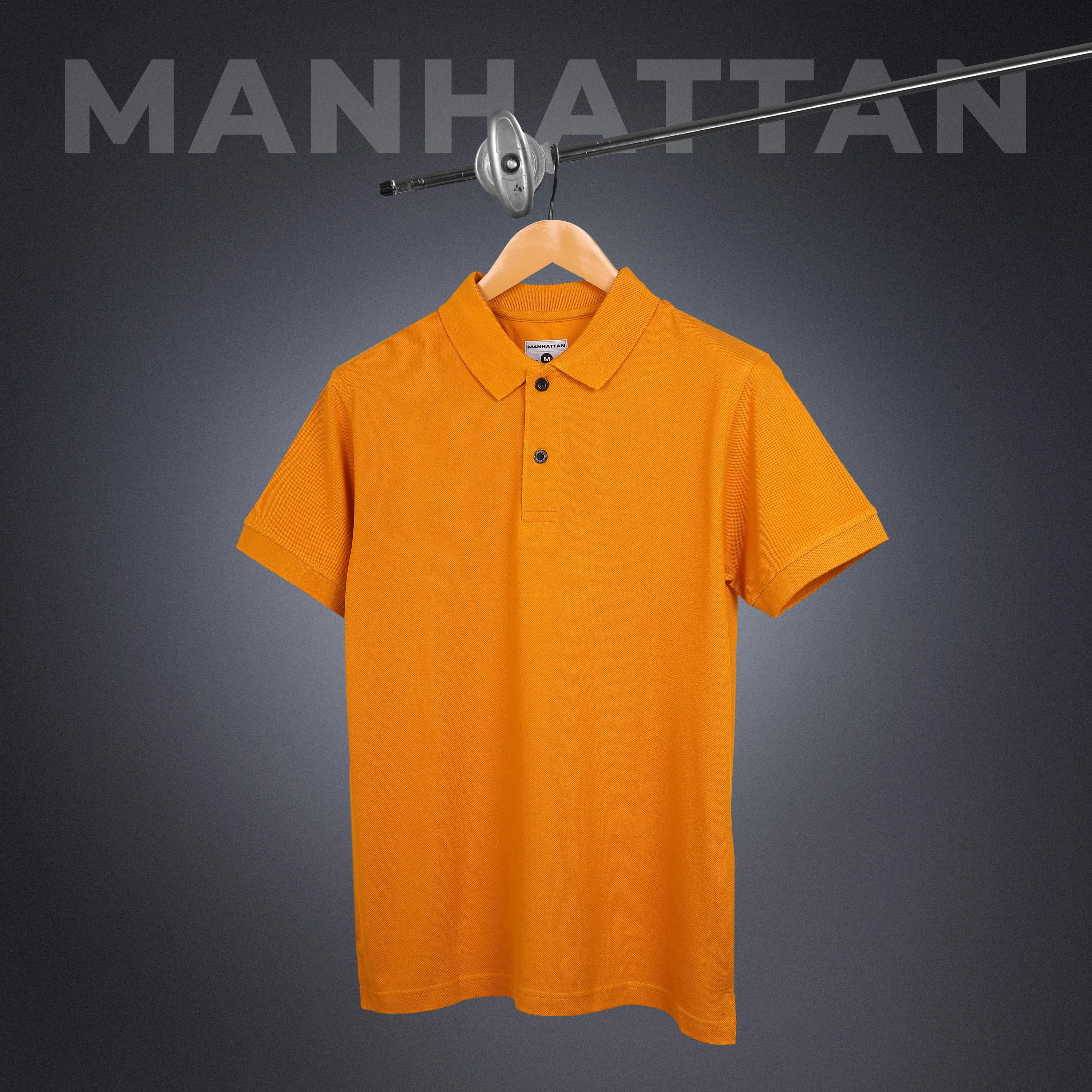 Pure Cotton Polo Plain T Shirts (Golden Mustard) Without Pocket - Image 3
