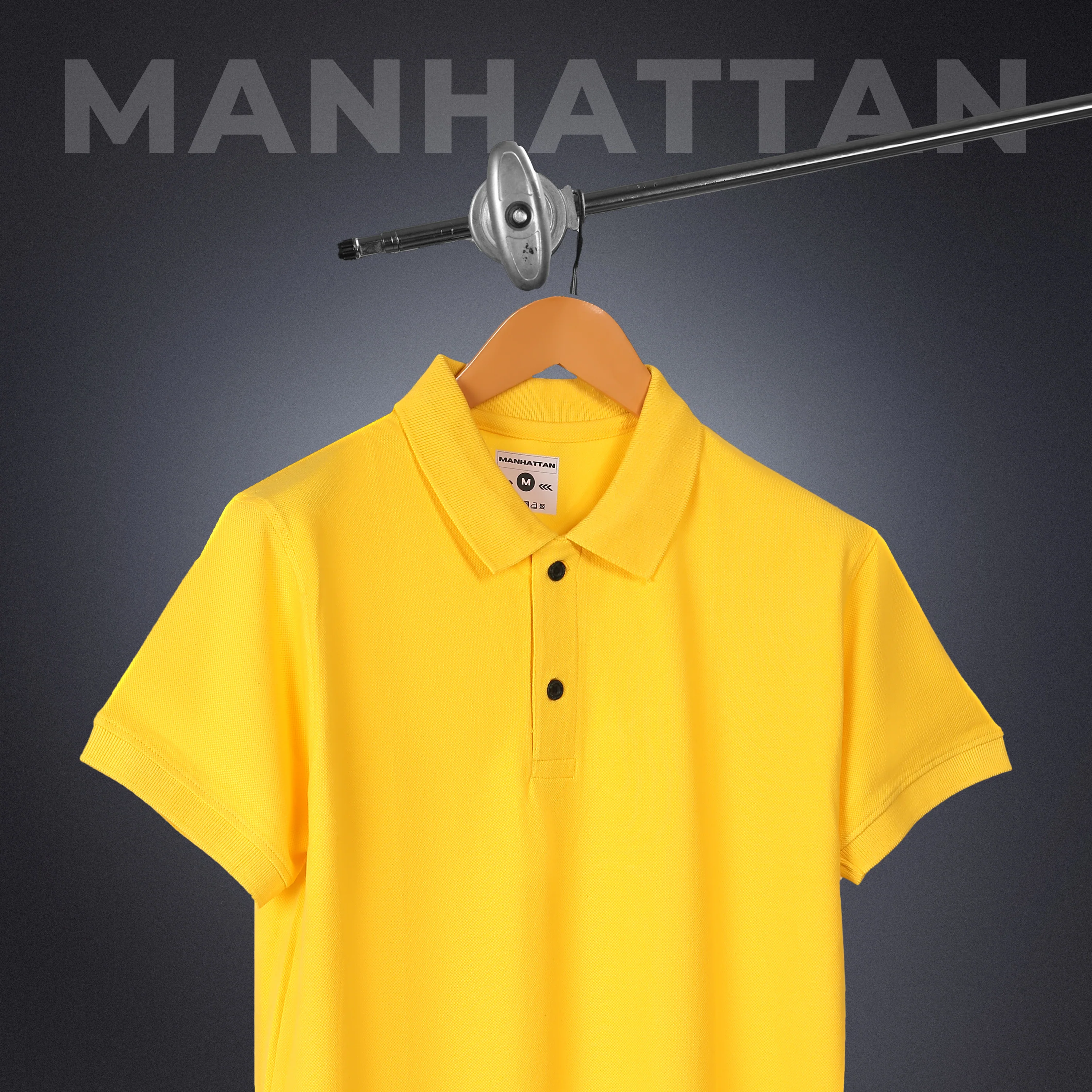 Pure Cotton Polo Plain T Shirts (Golden Yellow) Without Pocket - Image 3