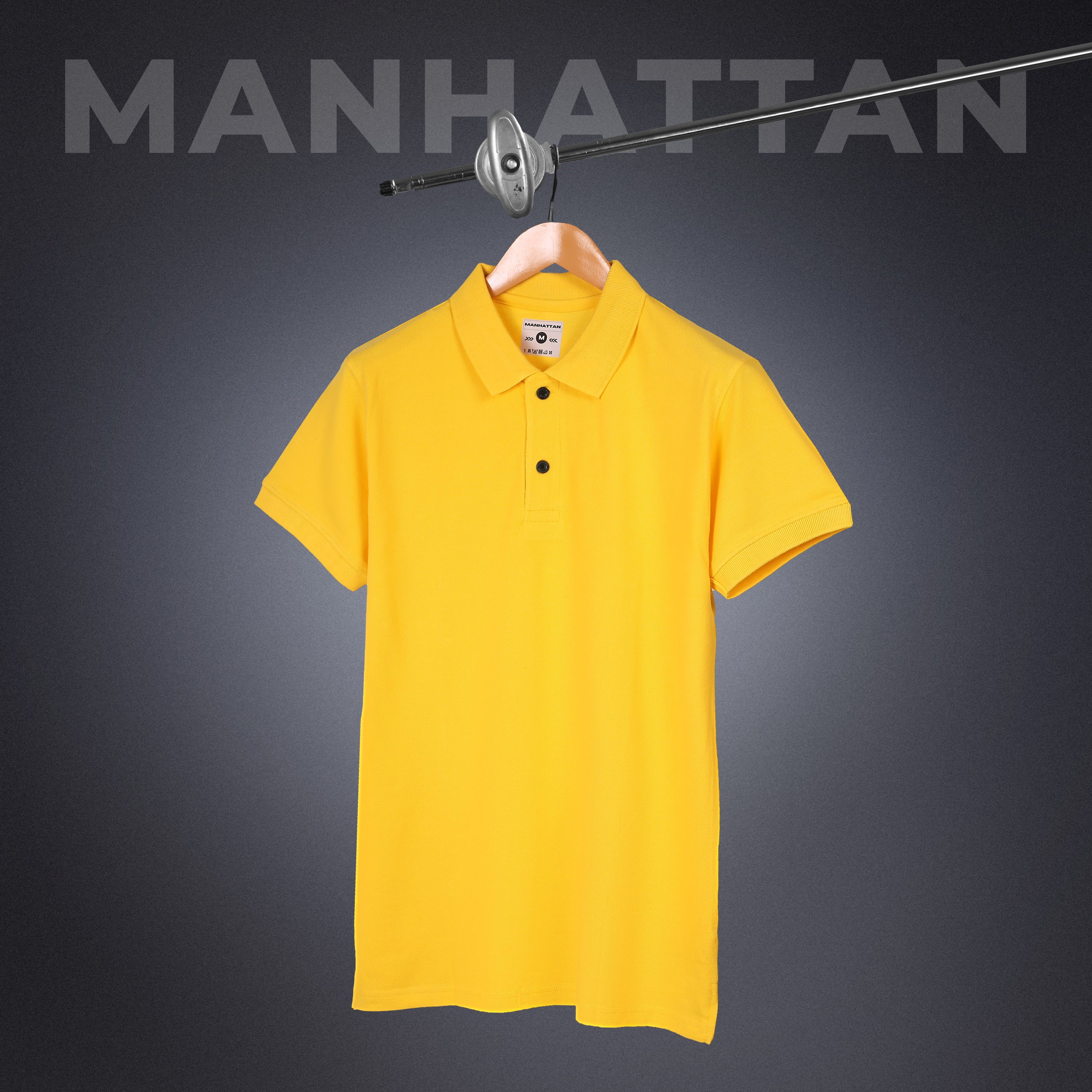 Pure Cotton Polo Plain T Shirts (Golden Yellow) Without Pocket - Image 4