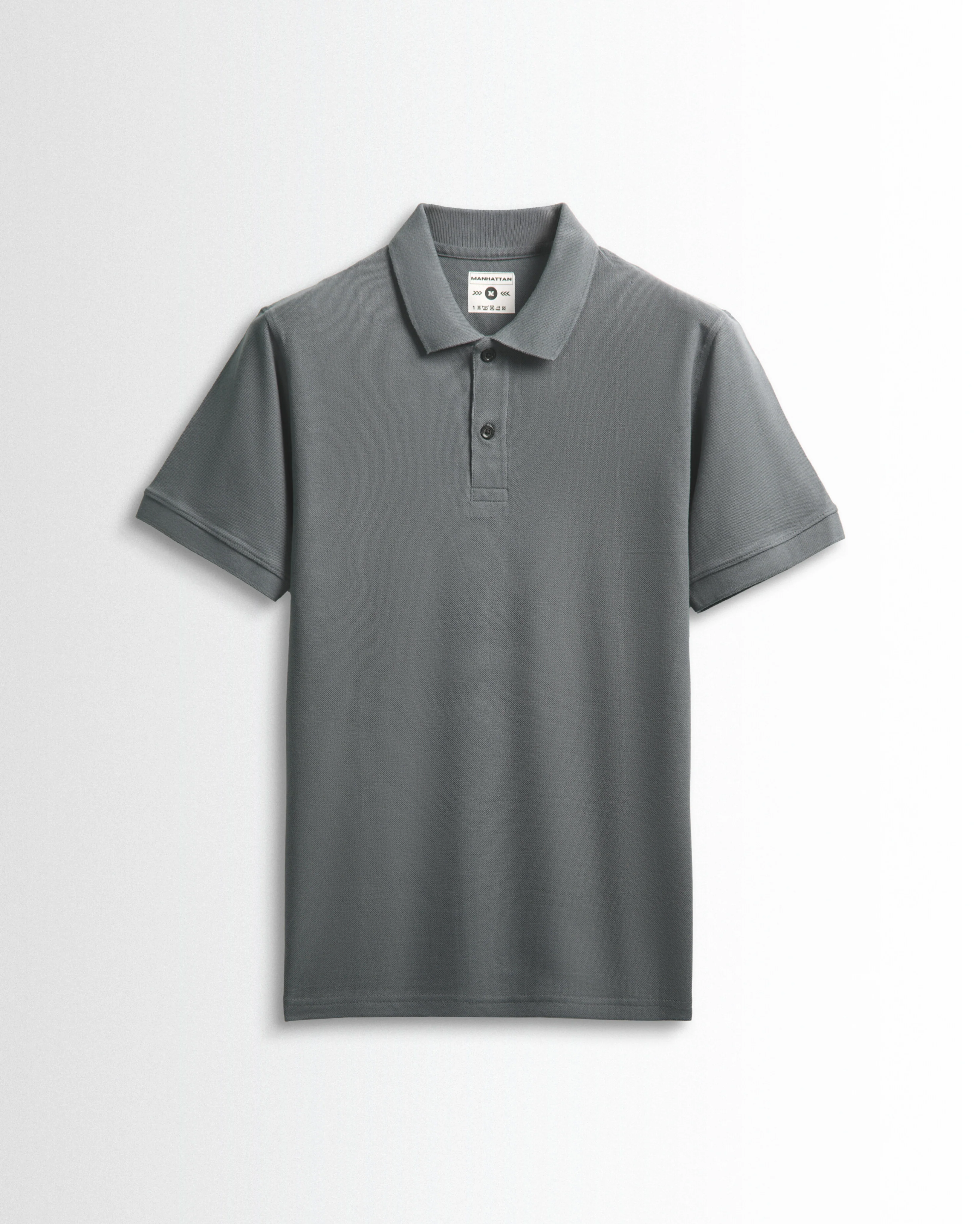 Pure Cotton Polo Plain T Shirts (Grey) Without Pocket - Image 2