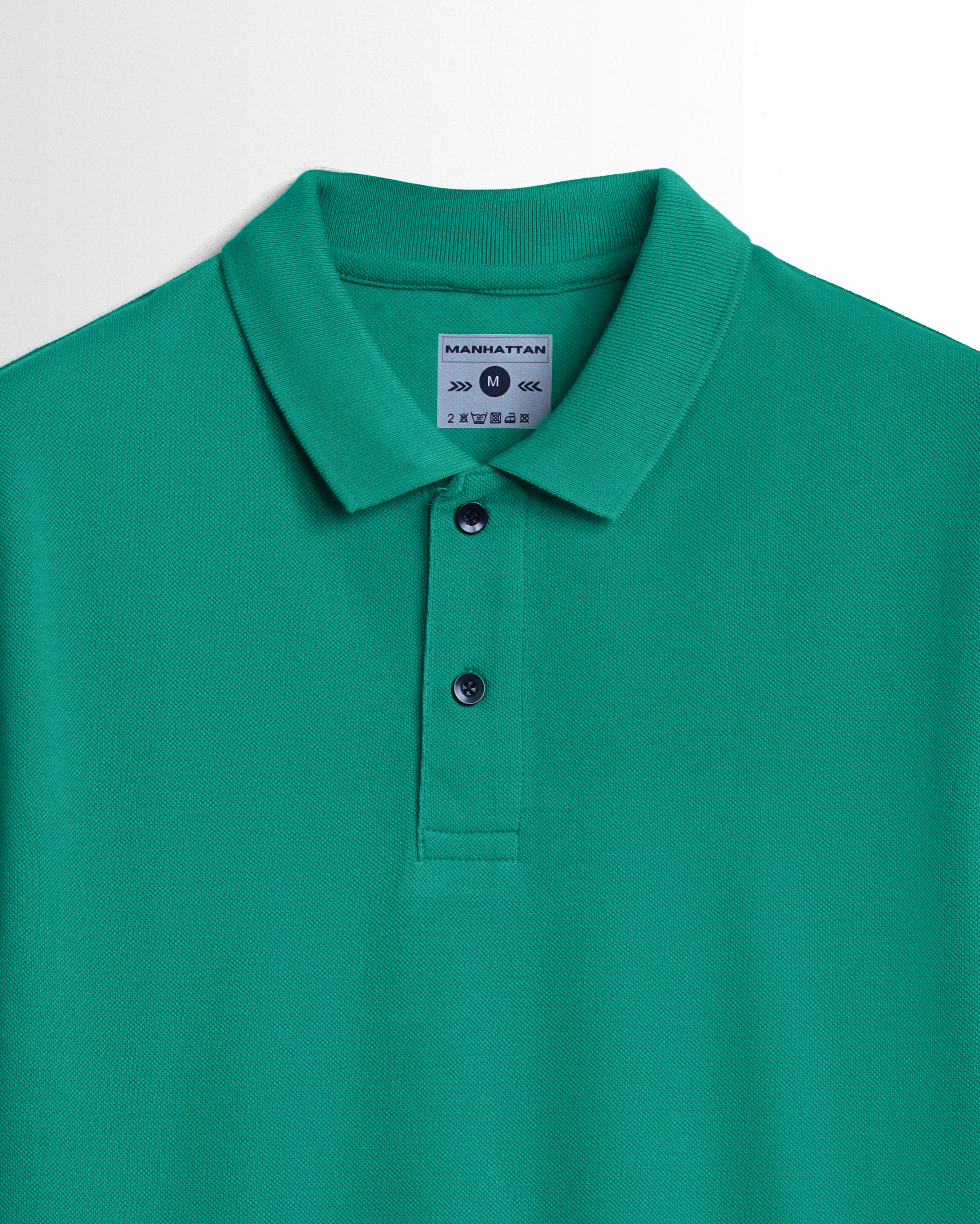 Pure Cotton Polo Plain T Shirts (Jade Green) Without Pocket - Image 2