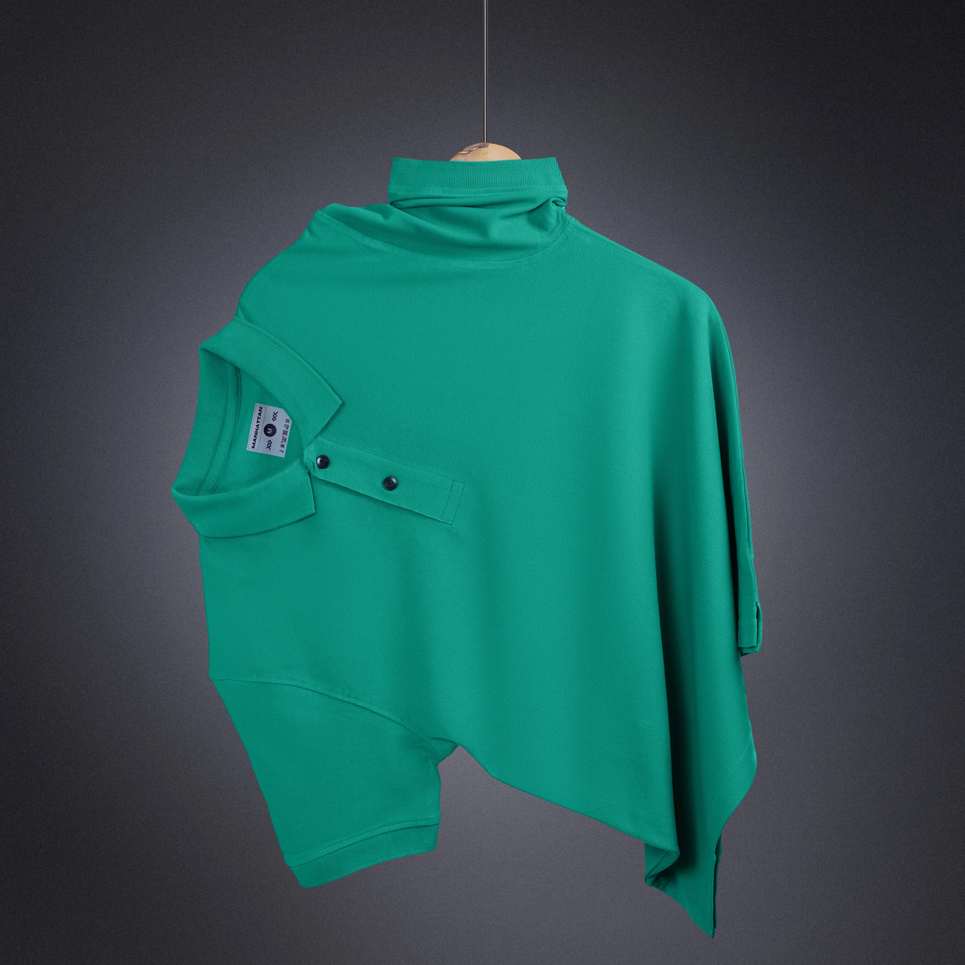 Pure Cotton Polo Plain T Shirts (Jade Green) Without Pocket - Image 3
