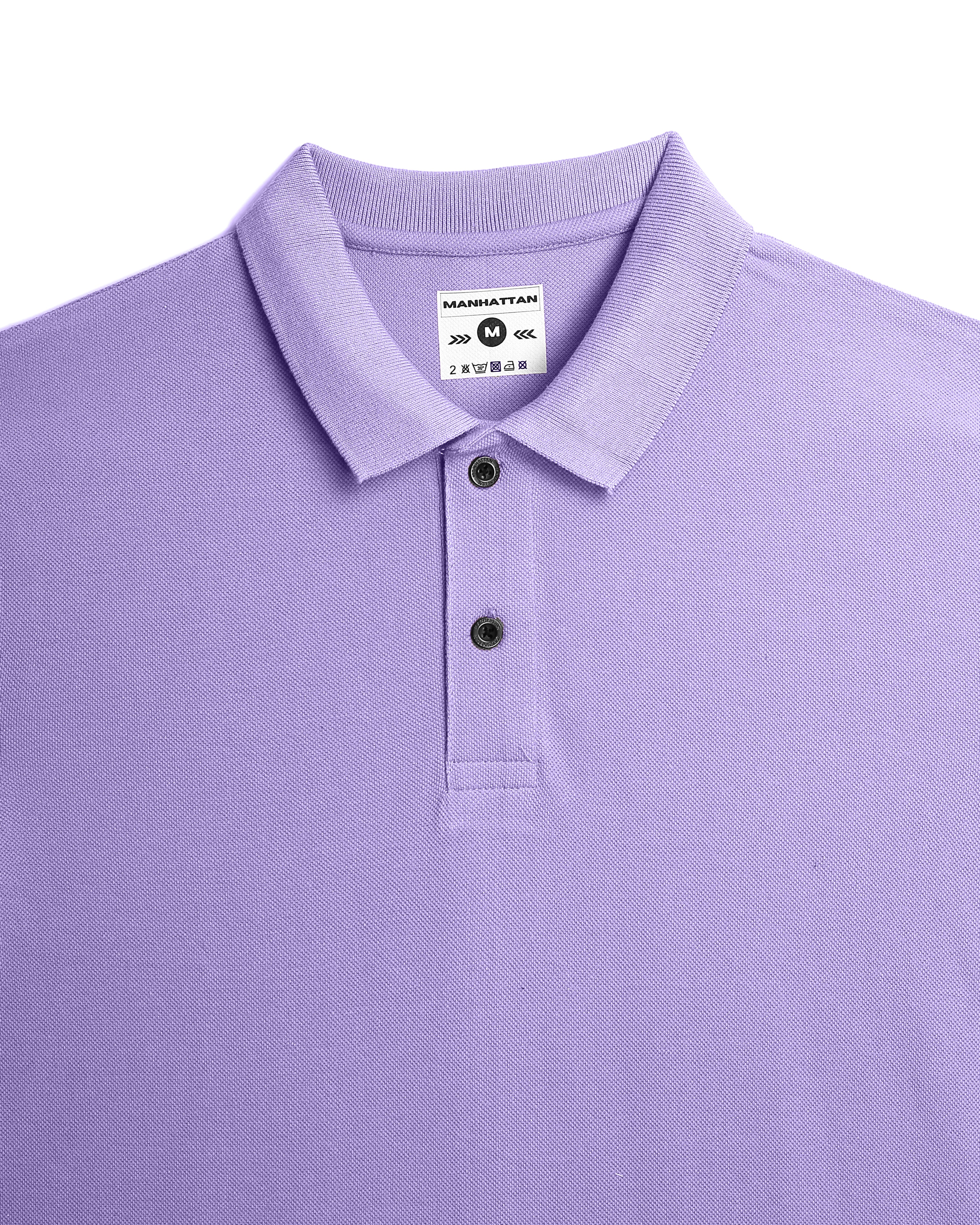 Pure Cotton Polo Plain T Shirts (Lavender) Without Pocket - Image 3