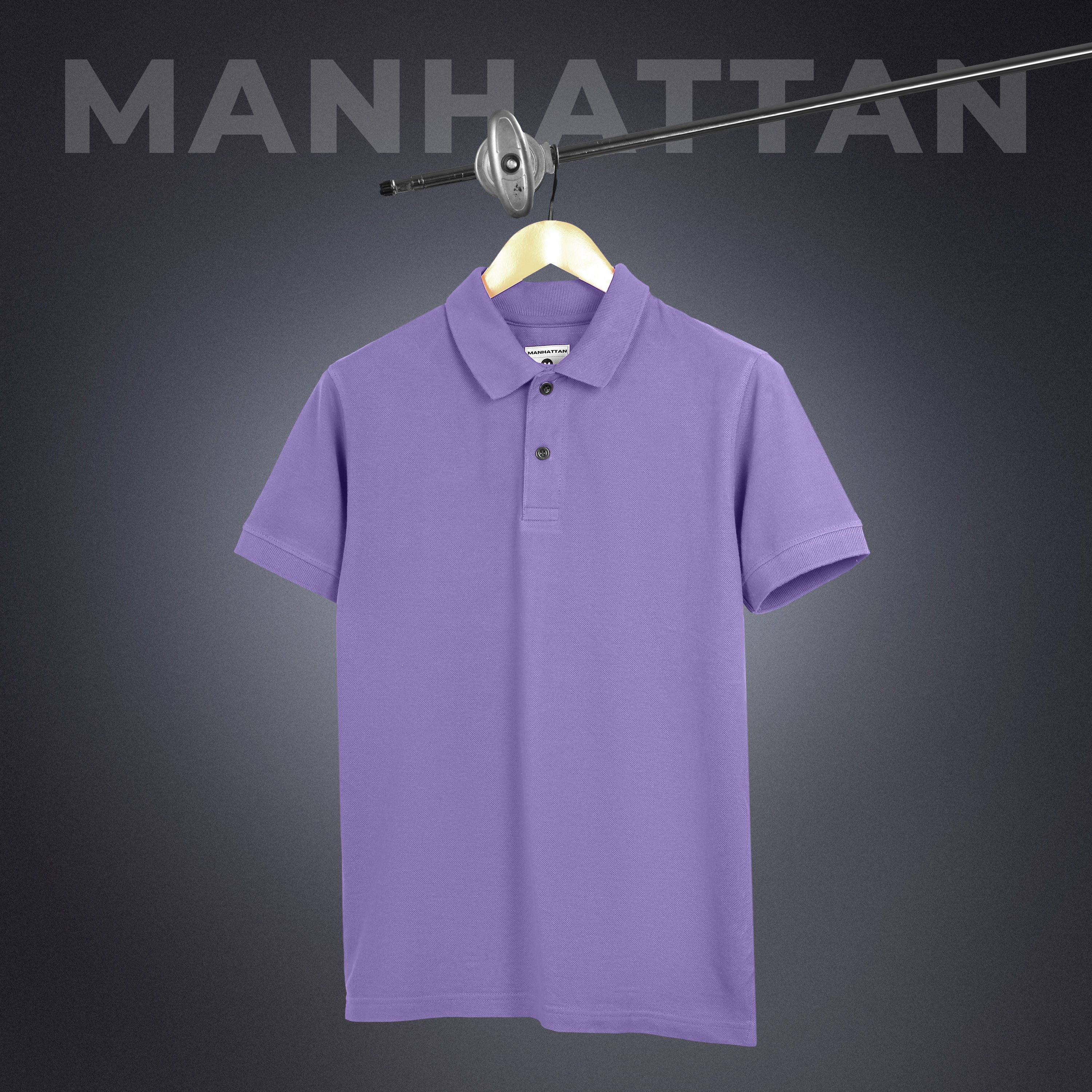 Pure Cotton Polo Plain T Shirts (Lavender) Without Pocket - Image 4