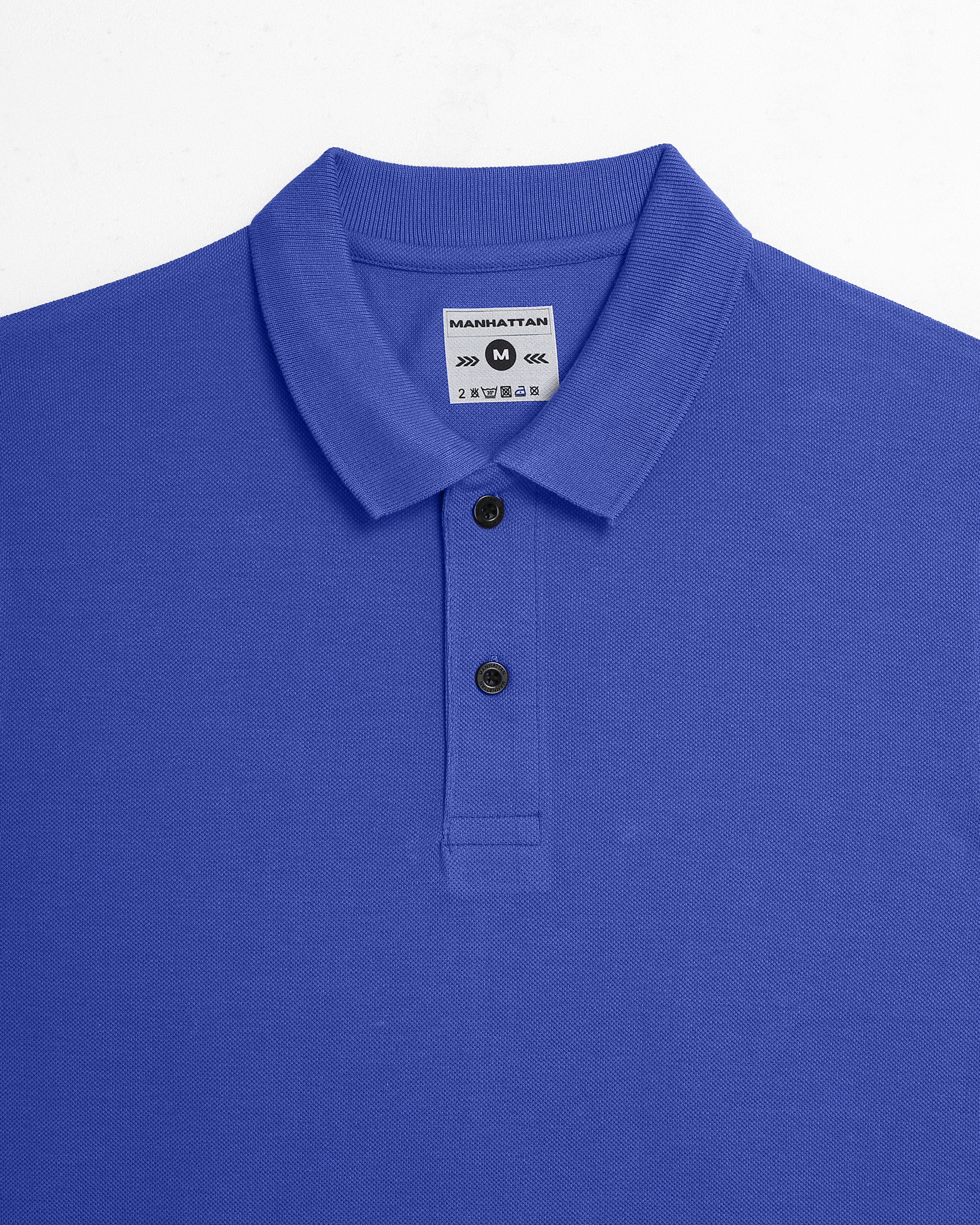 Pure Cotton Polo Plain T Shirts (Cobalt Blue) Without Pocket - Image 2