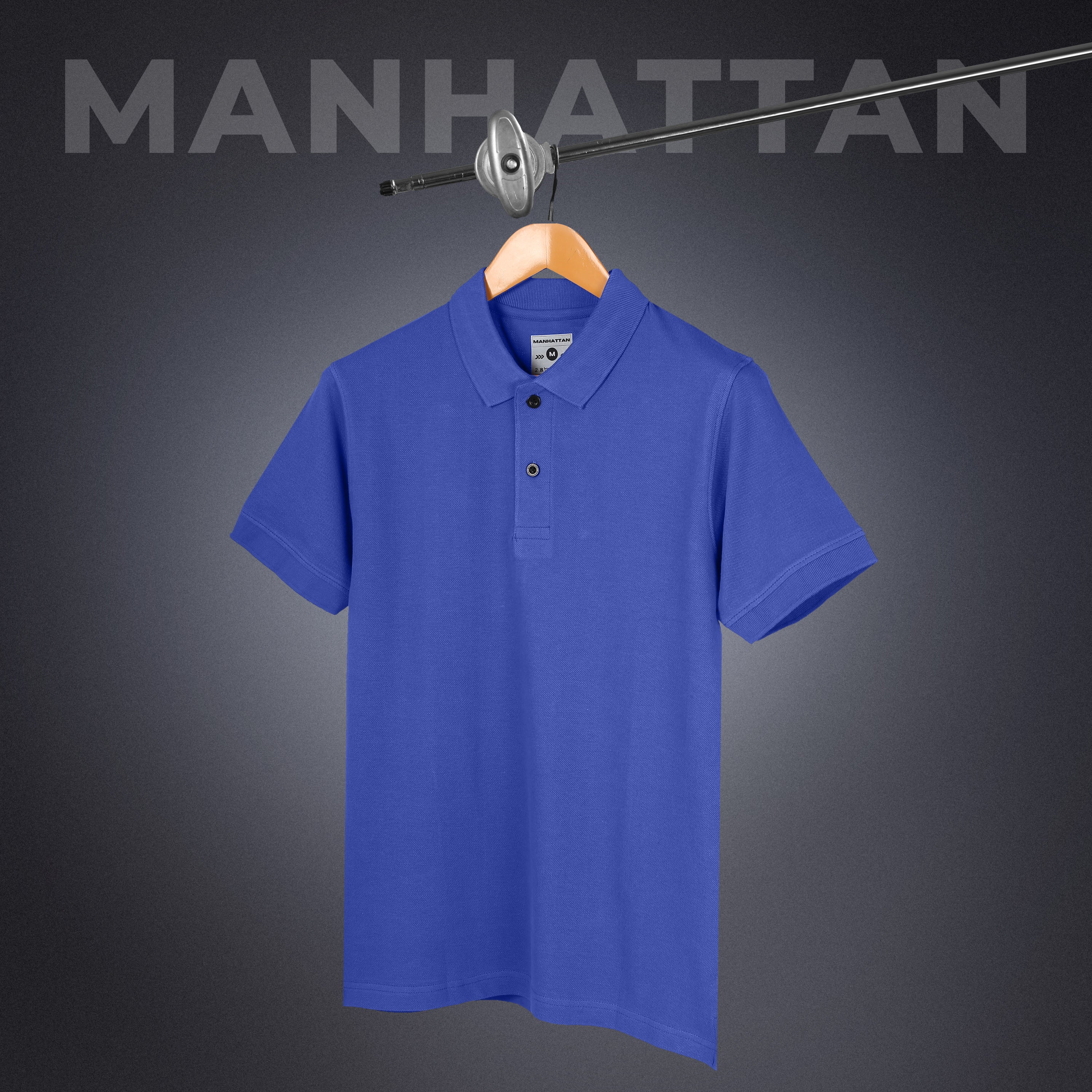 Pure Cotton Polo Plain T Shirts (Cobalt Blue) Without Pocket - Image 3