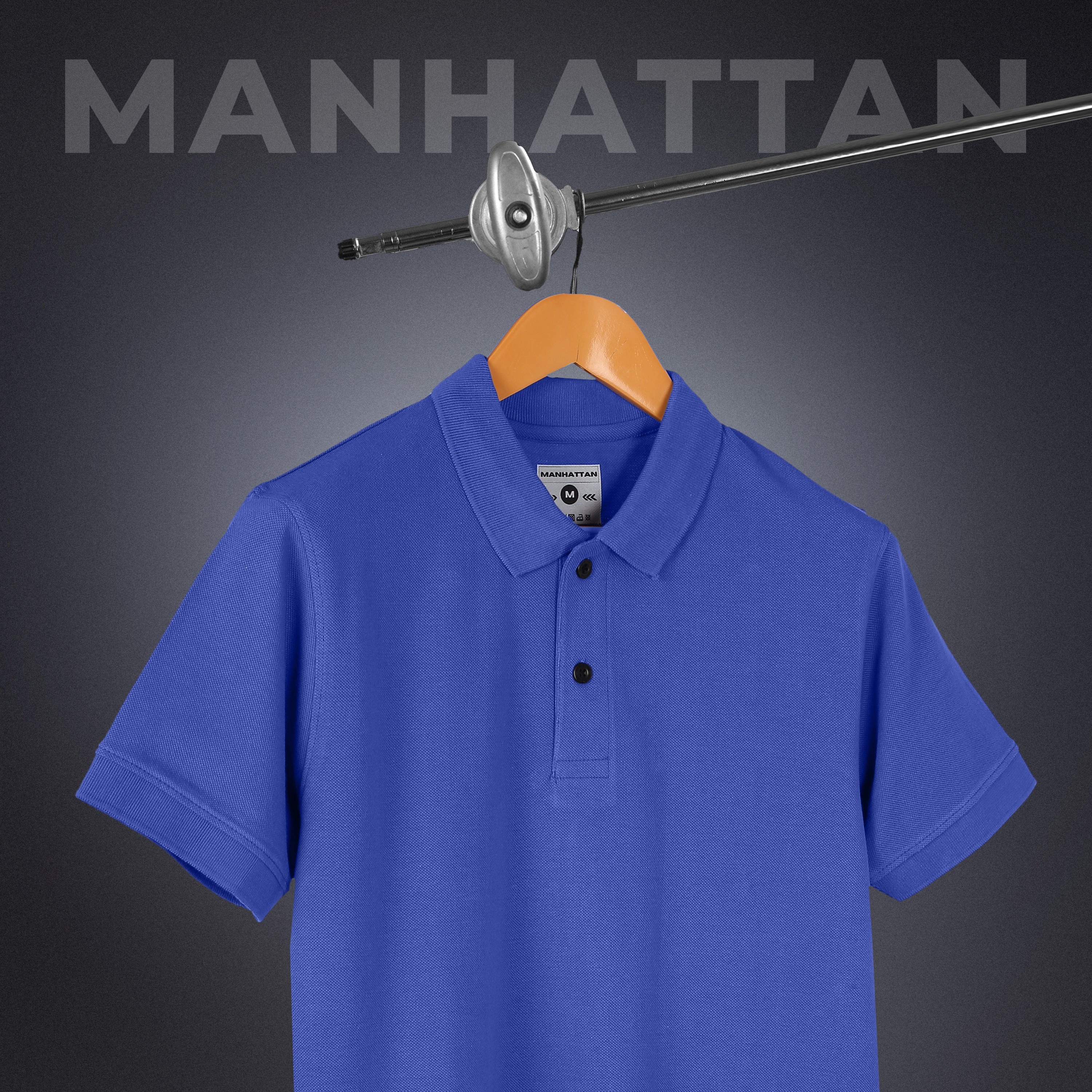 Pure Cotton Polo Plain T Shirts (Cobalt Blue) Without Pocket - Image 4
