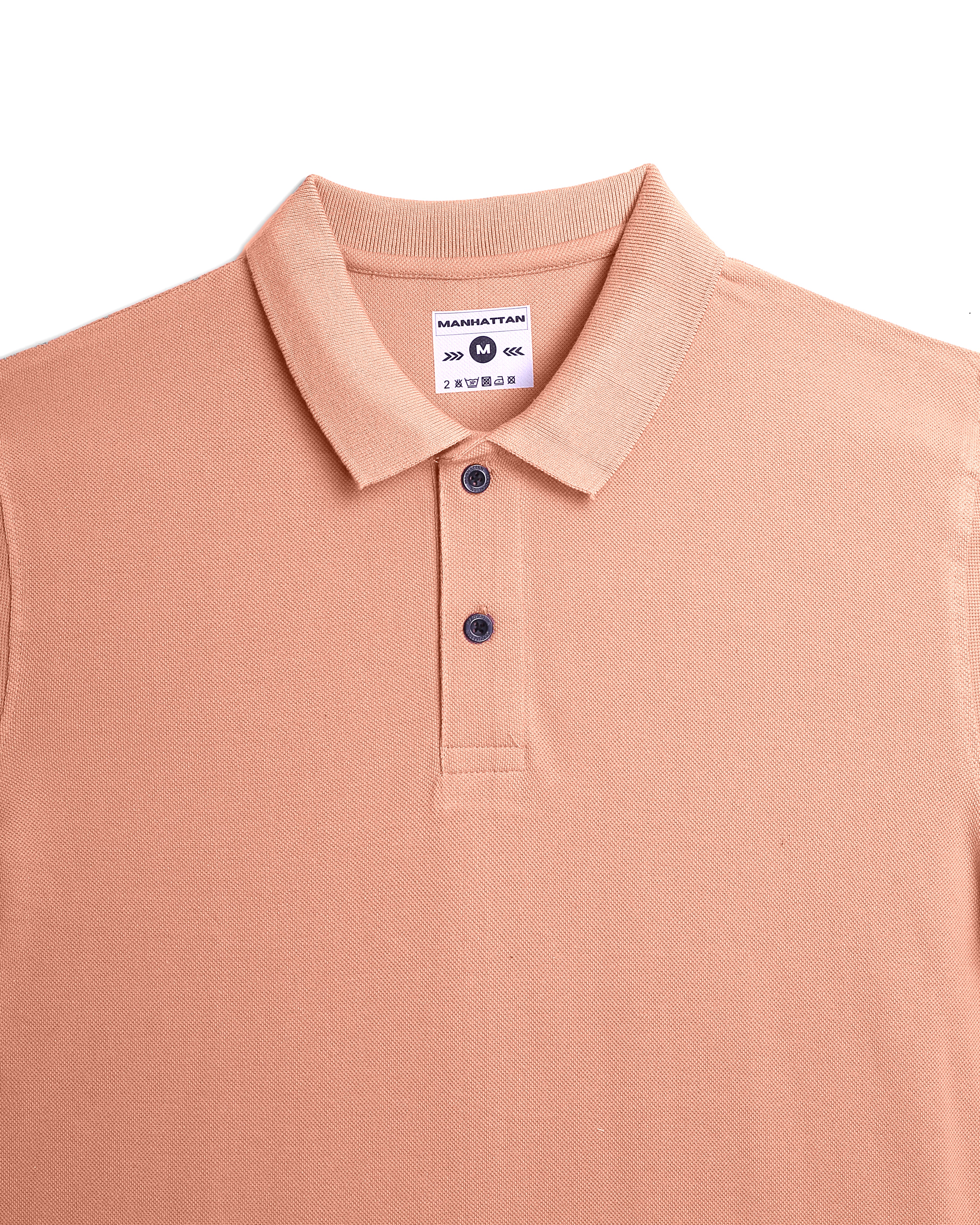 Pure Cotton Polo Plain T Shirts (Light Orange) Without Pocket - Image 3