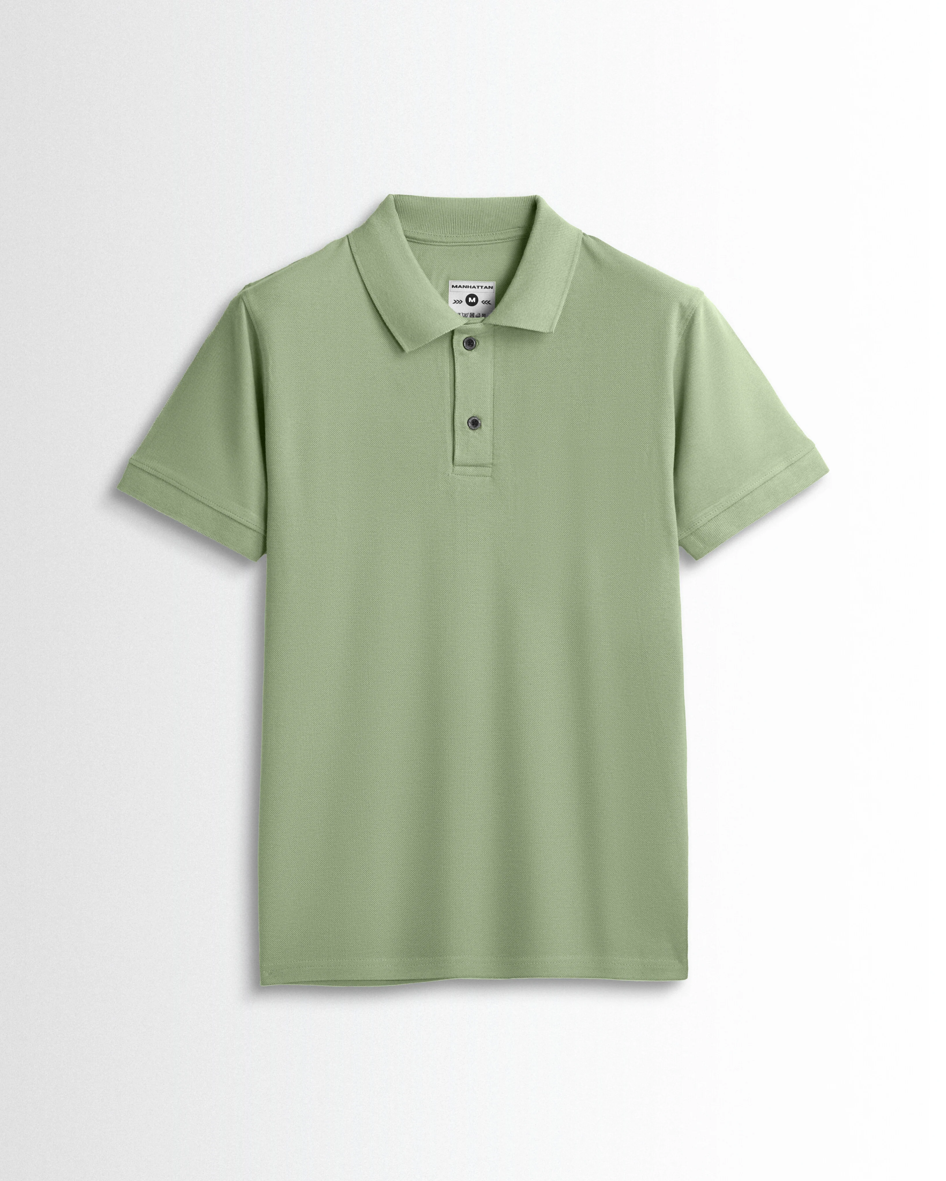 Pure Cotton Polo Plain T Shirts (Light Pista) Without Pocket - Image 2