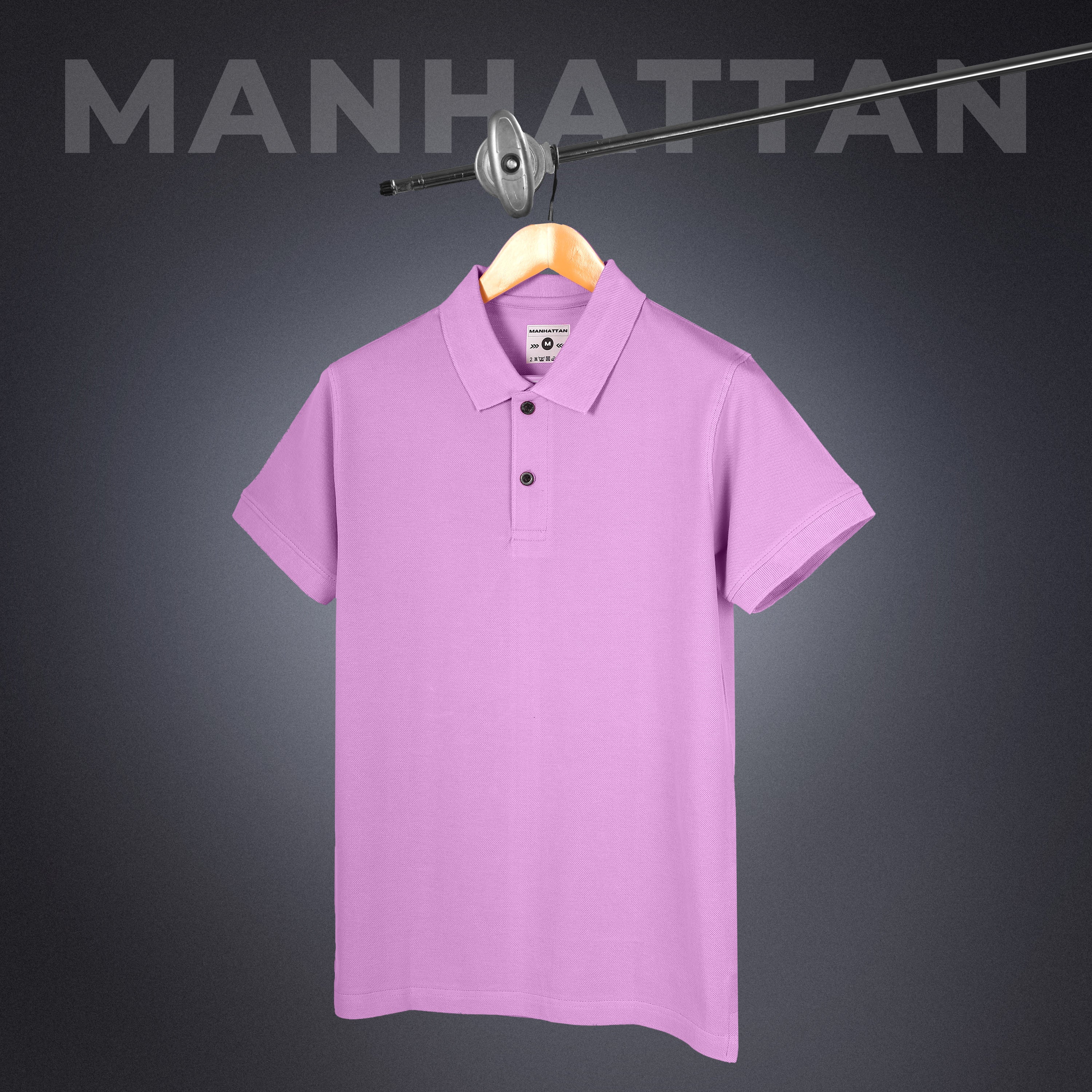 Pure Cotton Polo Plain T Shirts (Lilac) Without Pocket - Image 3