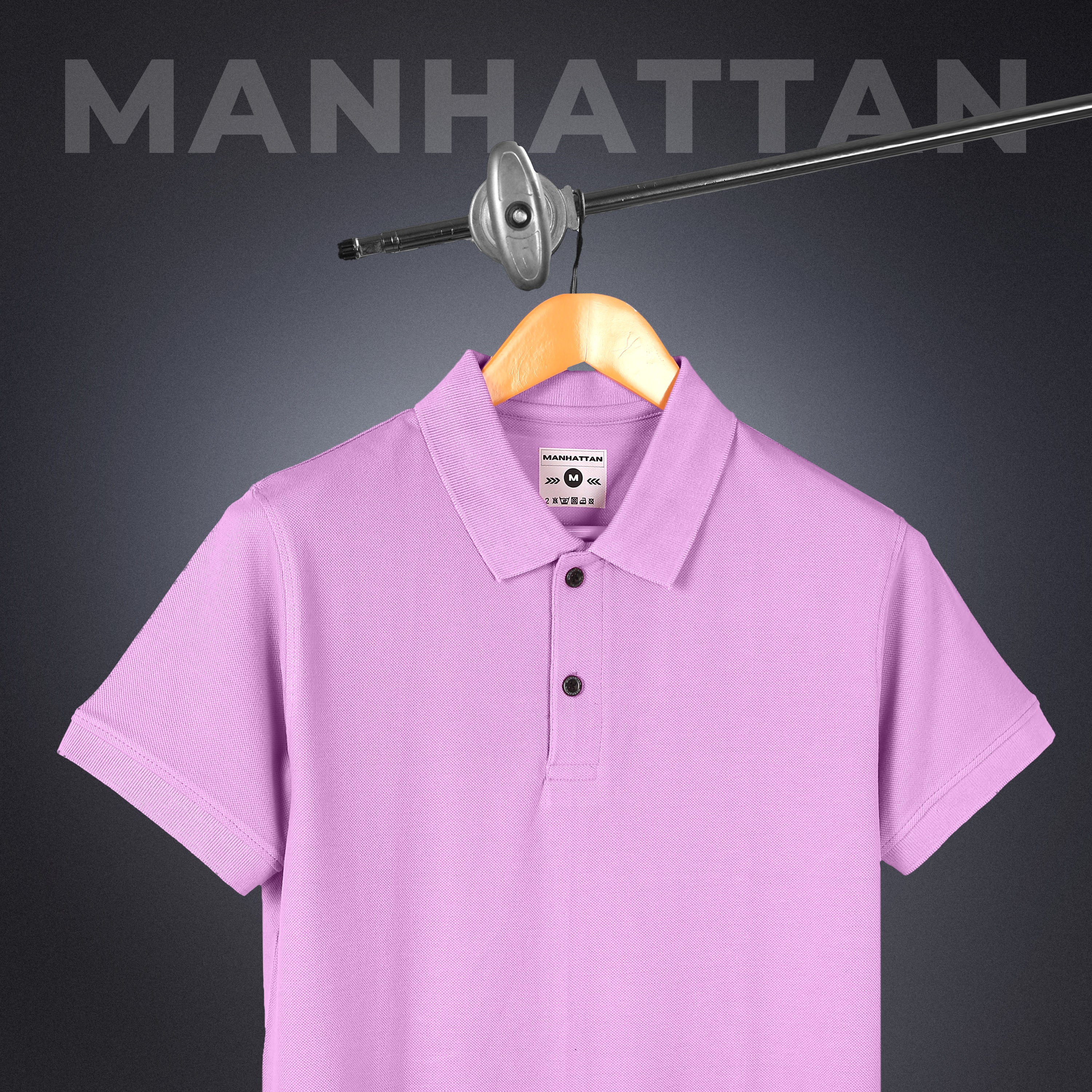 Pure Cotton Polo Plain T Shirts (Lilac) Without Pocket - Image 4