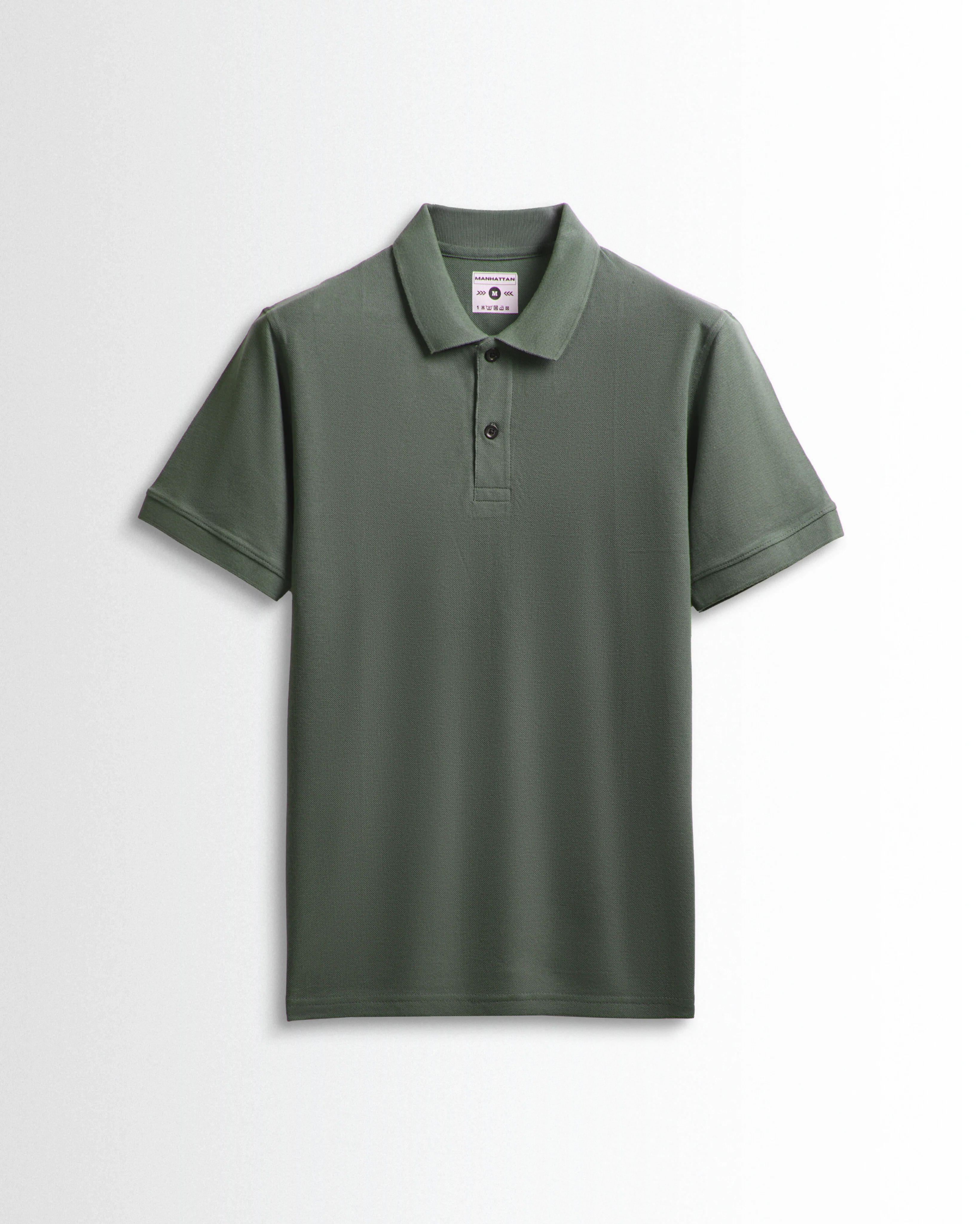Pure Cotton Polo Plain T Shirts (Military Green) Without Pocket