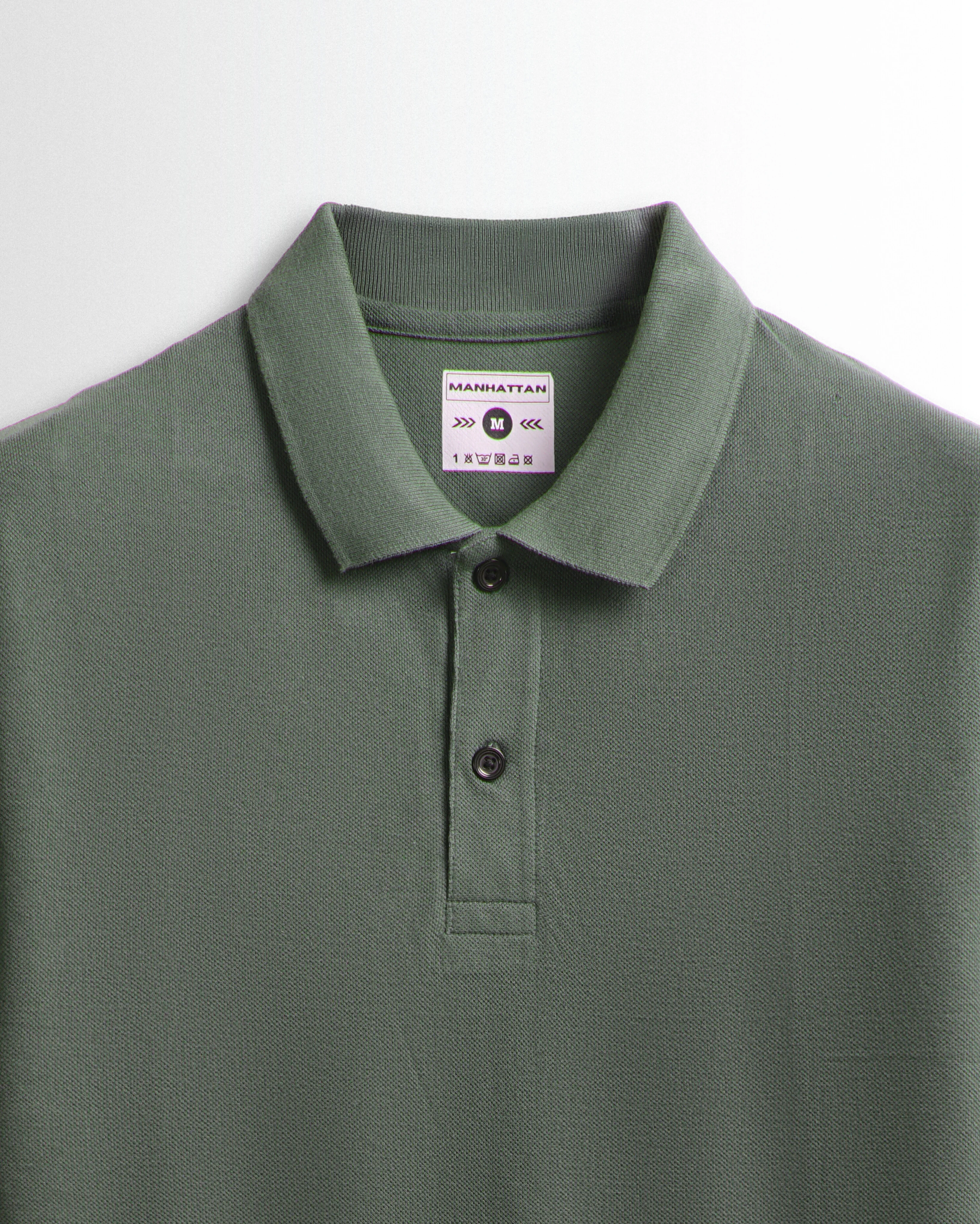 Pure Cotton Polo Plain T Shirts (Military Green) Without Pocket - Image 2
