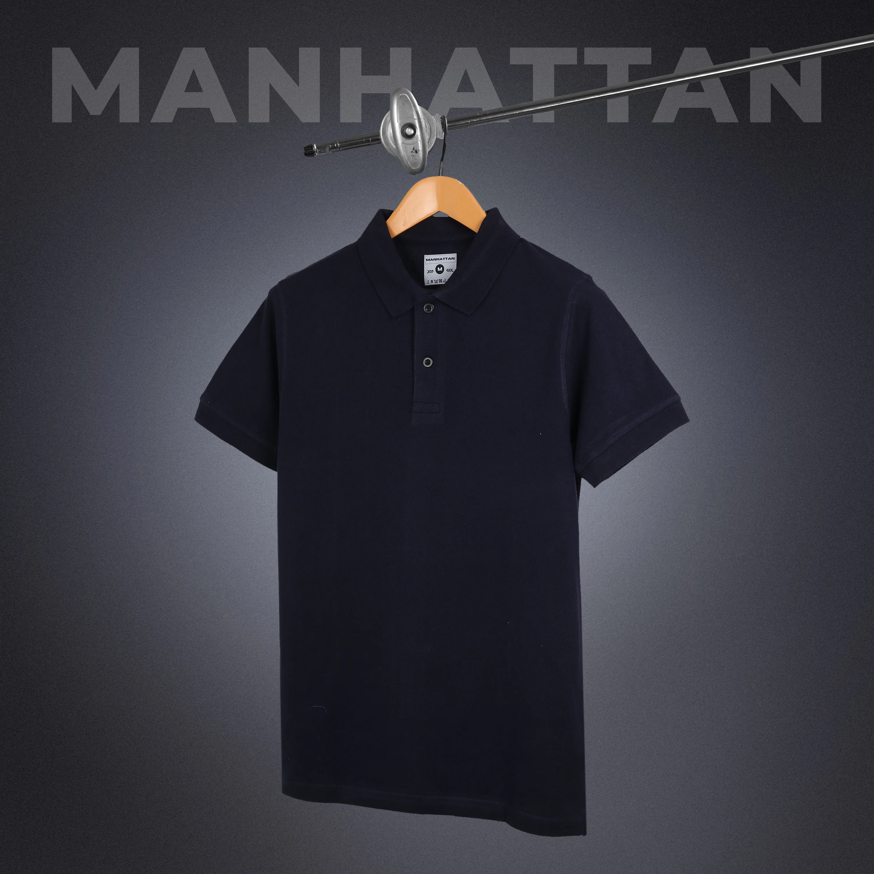 Pure Cotton Polo Plain T Shirts (Navy) Without Pocket - Image 3