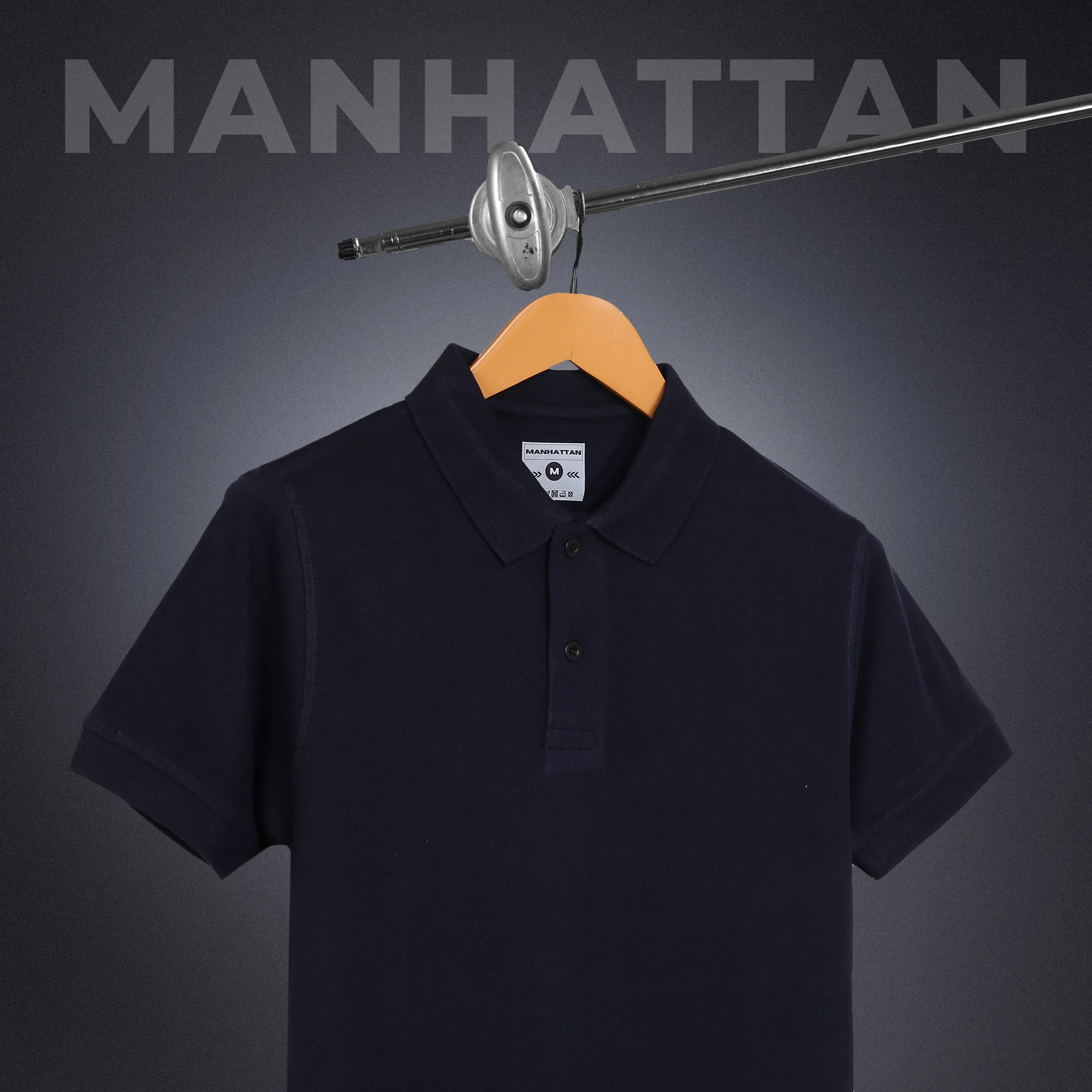 Pure Cotton Polo Plain T Shirts (Navy) Without Pocket - Image 4