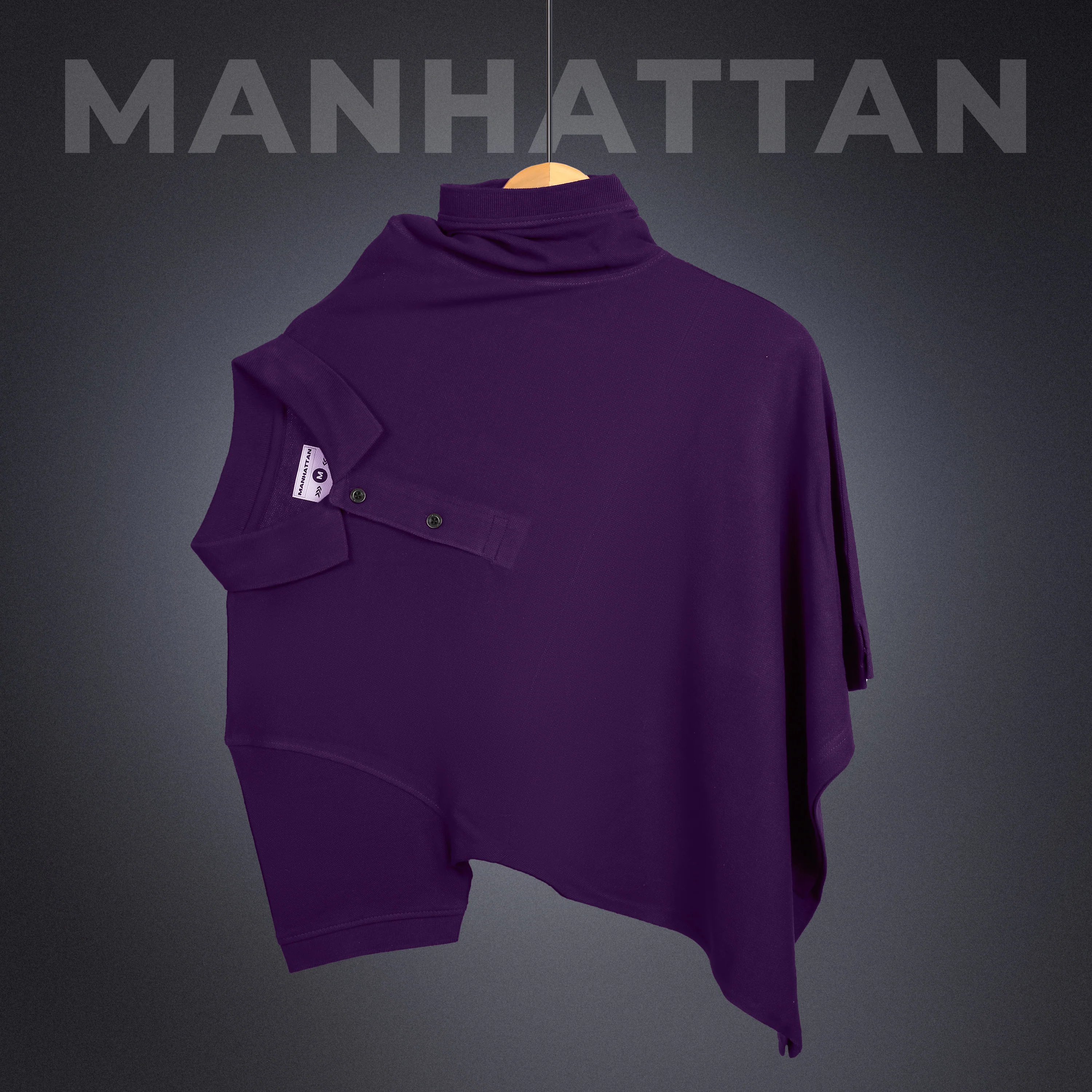 Pure Cotton Polo Plain T Shirts (Purple) Without Pocket - Image 2