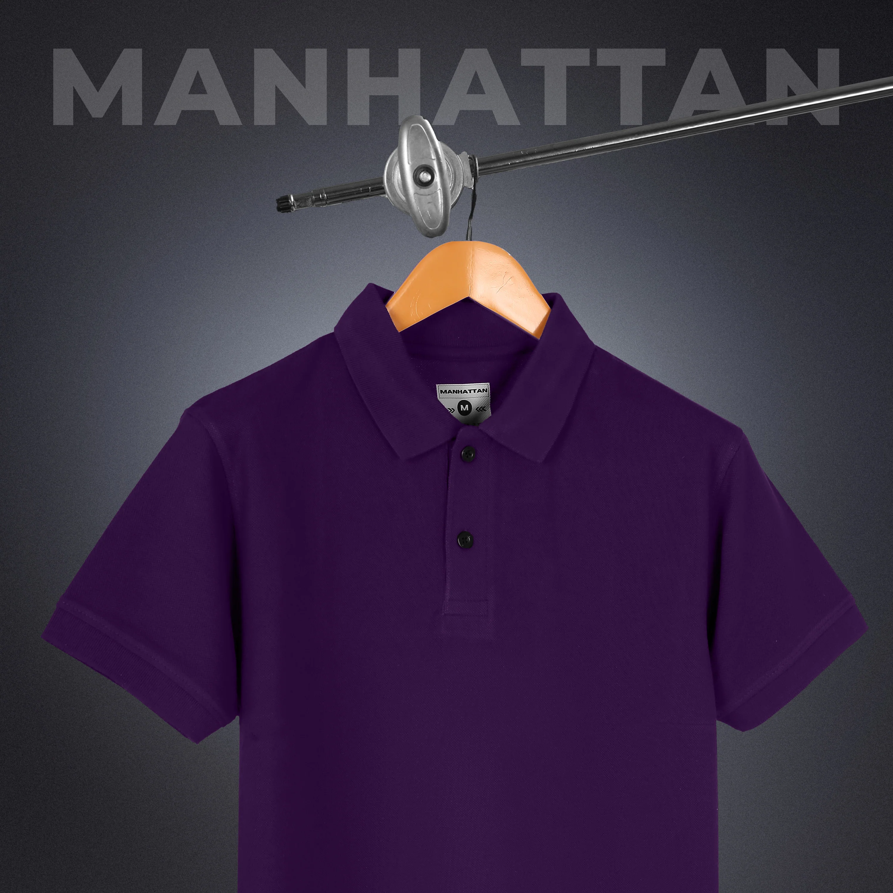 Pure Cotton Polo Plain T Shirts (Purple) Without Pocket - Image 3