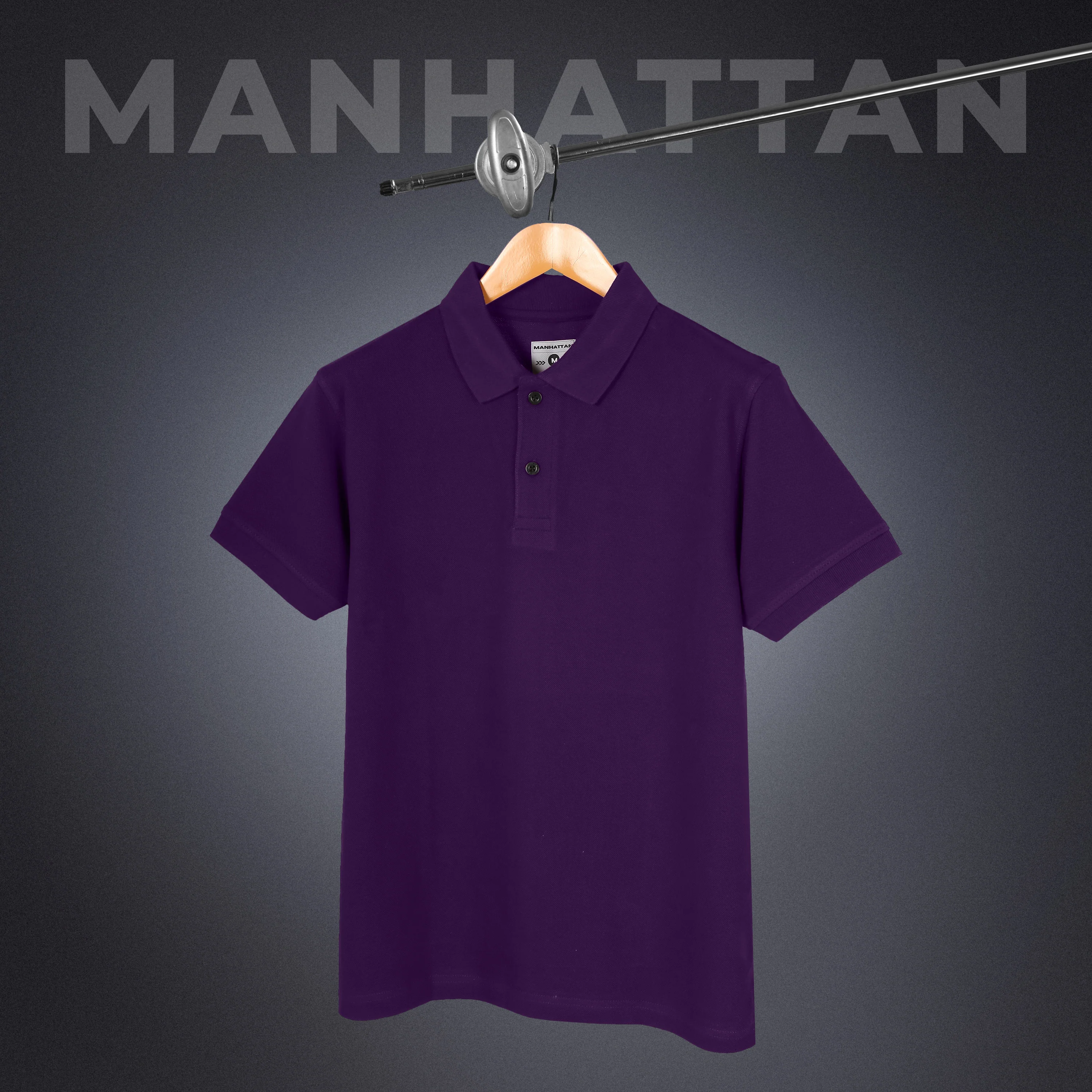 Pure Cotton Polo Plain T Shirts (Purple) Without Pocket - Image 4