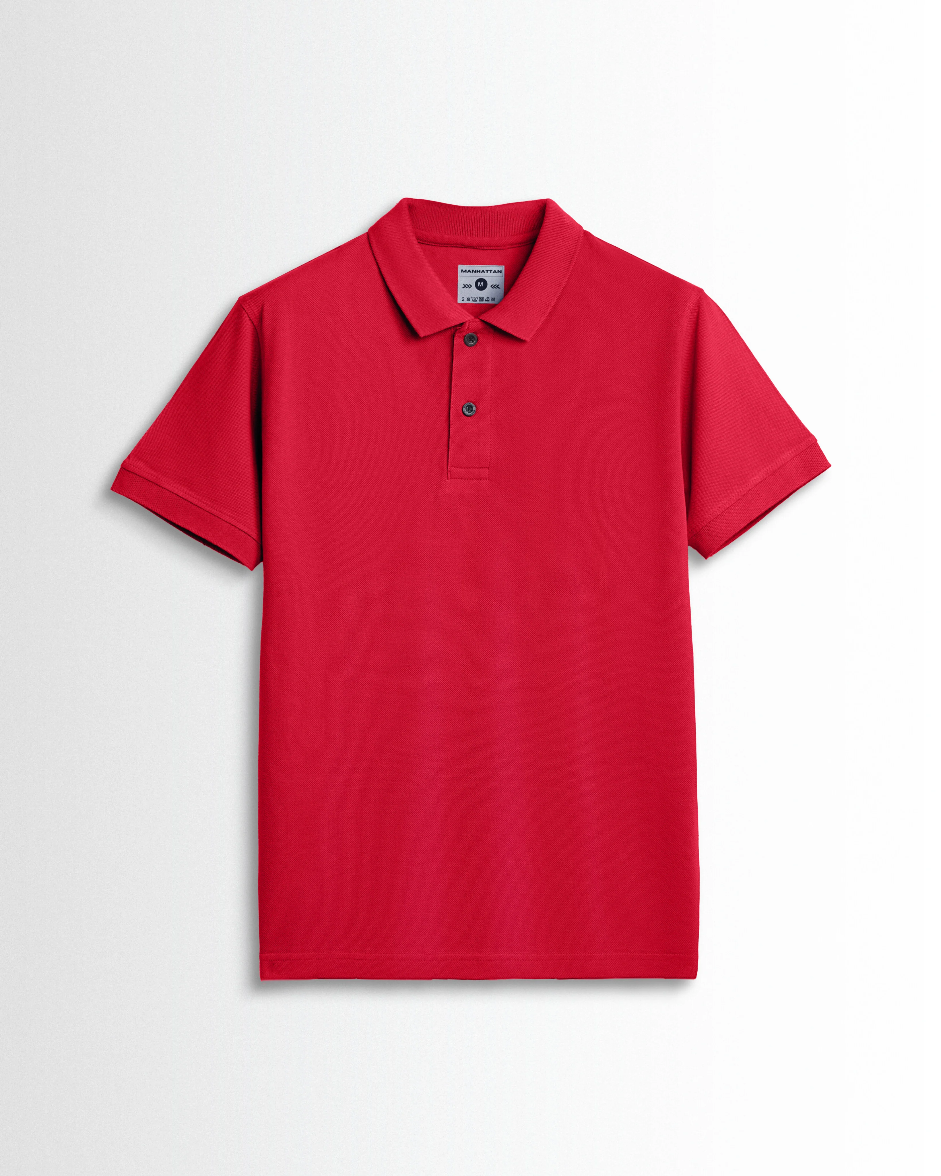 Pure Cotton Polo Plain T Shirts (Red) Without Pocket - Image 2