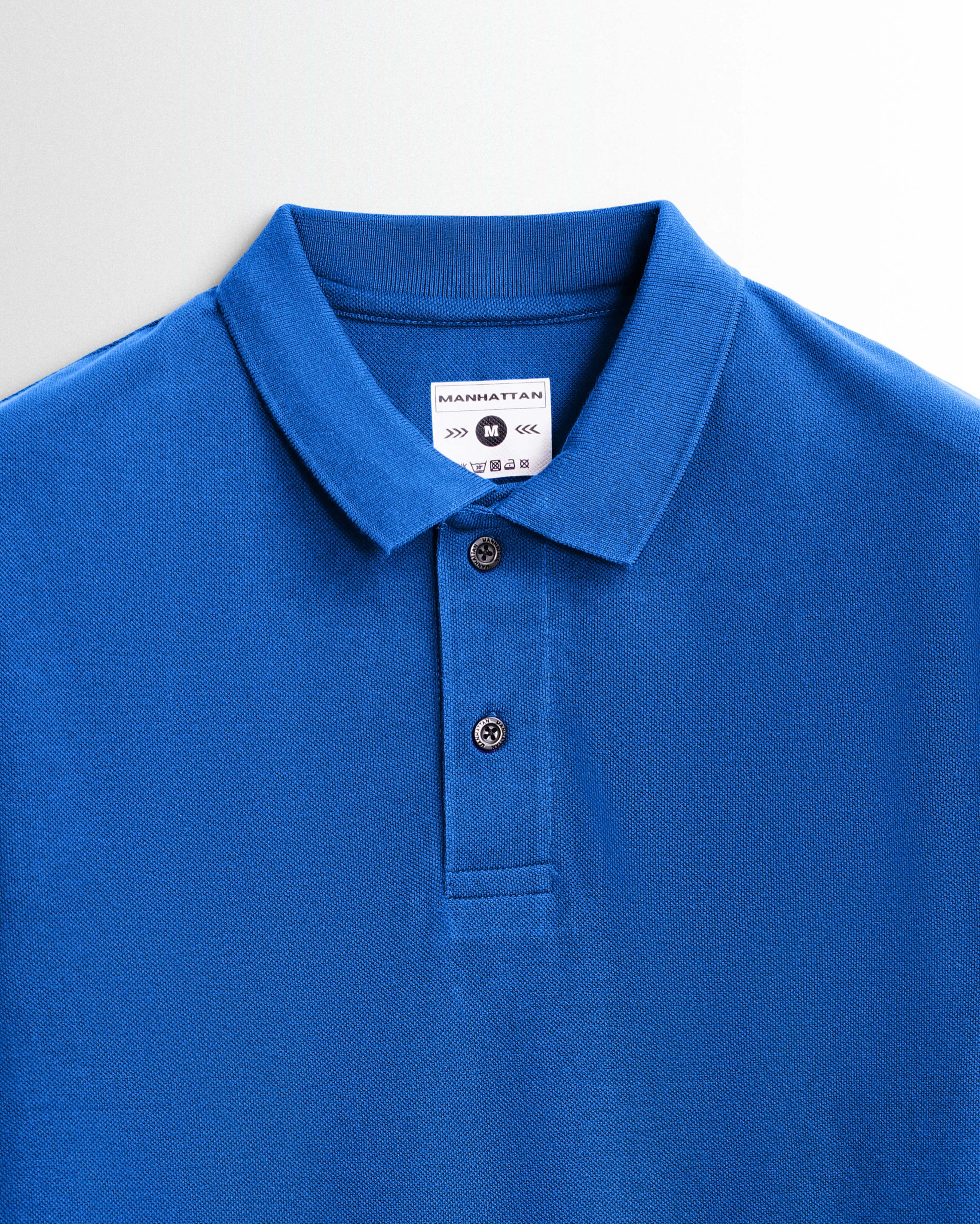 Pure Cotton Polo Plain T Shirts (Royal Blue) Without Pocket - Image 2
