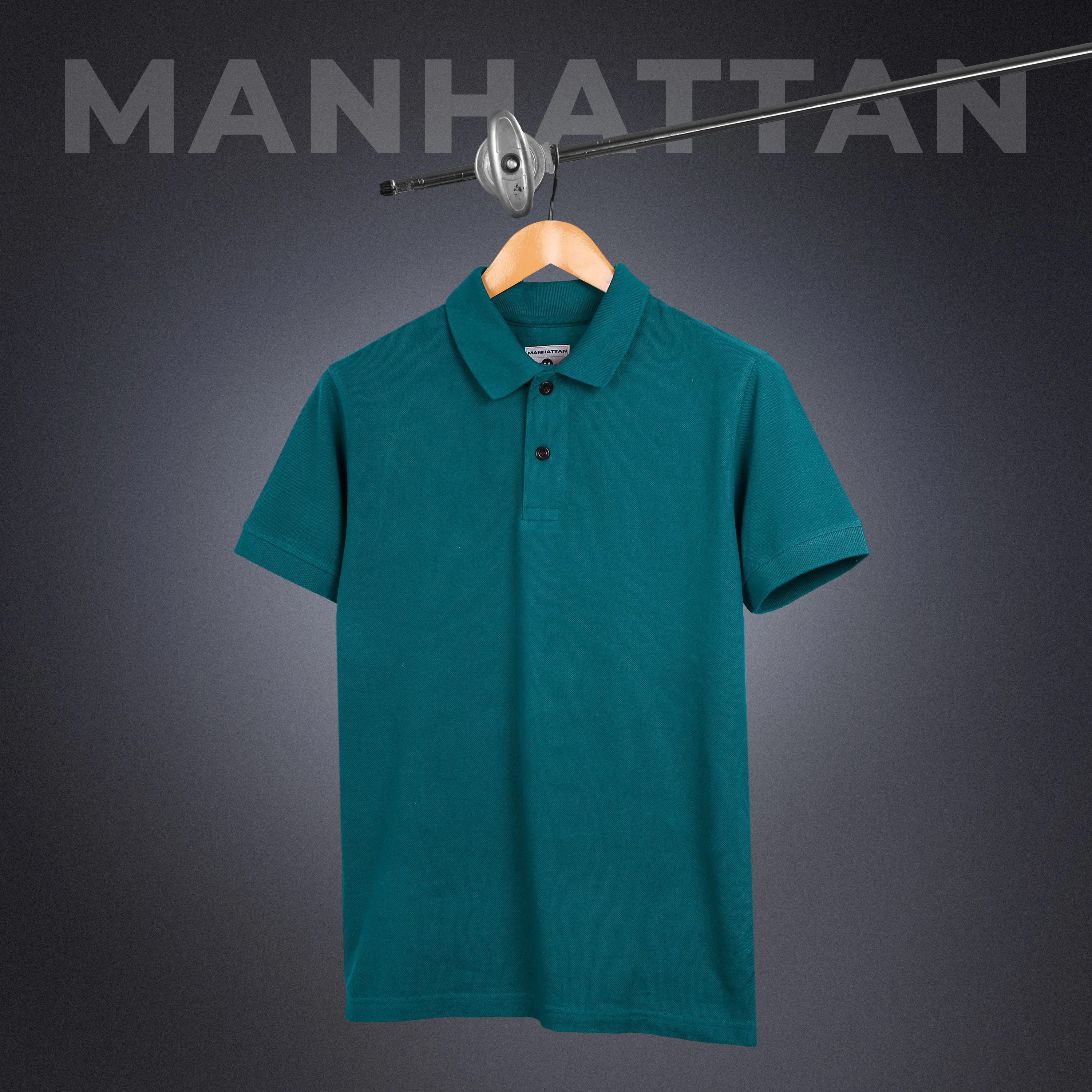 Pure Cotton Polo Plain T Shirts (Teal Green) Without Pocket - Image 3