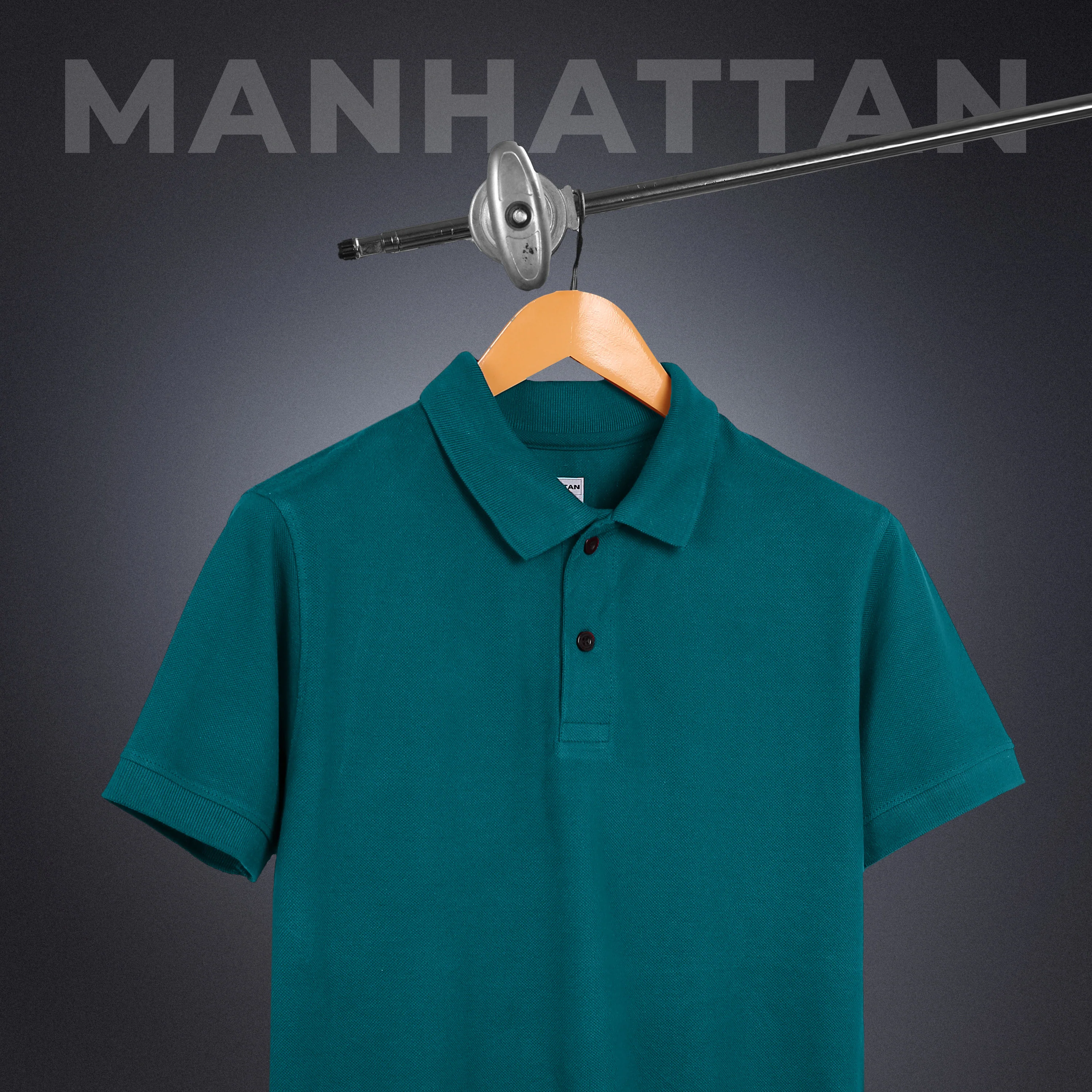 Pure Cotton Polo Plain T Shirts (Teal Green) Without Pocket - Image 4