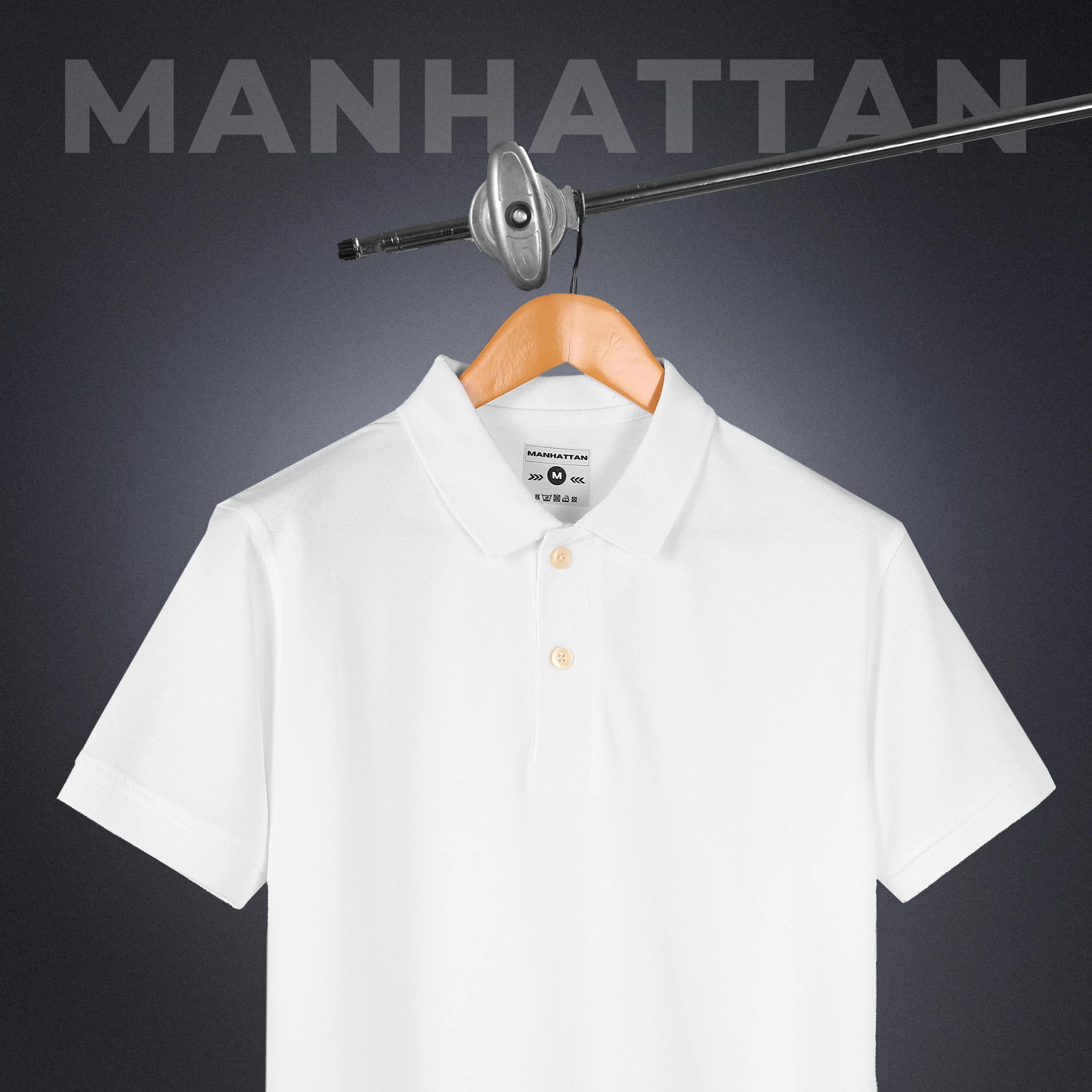 Pure Cotton Polo Plain T Shirts (White) Without Pocket - Image 4
