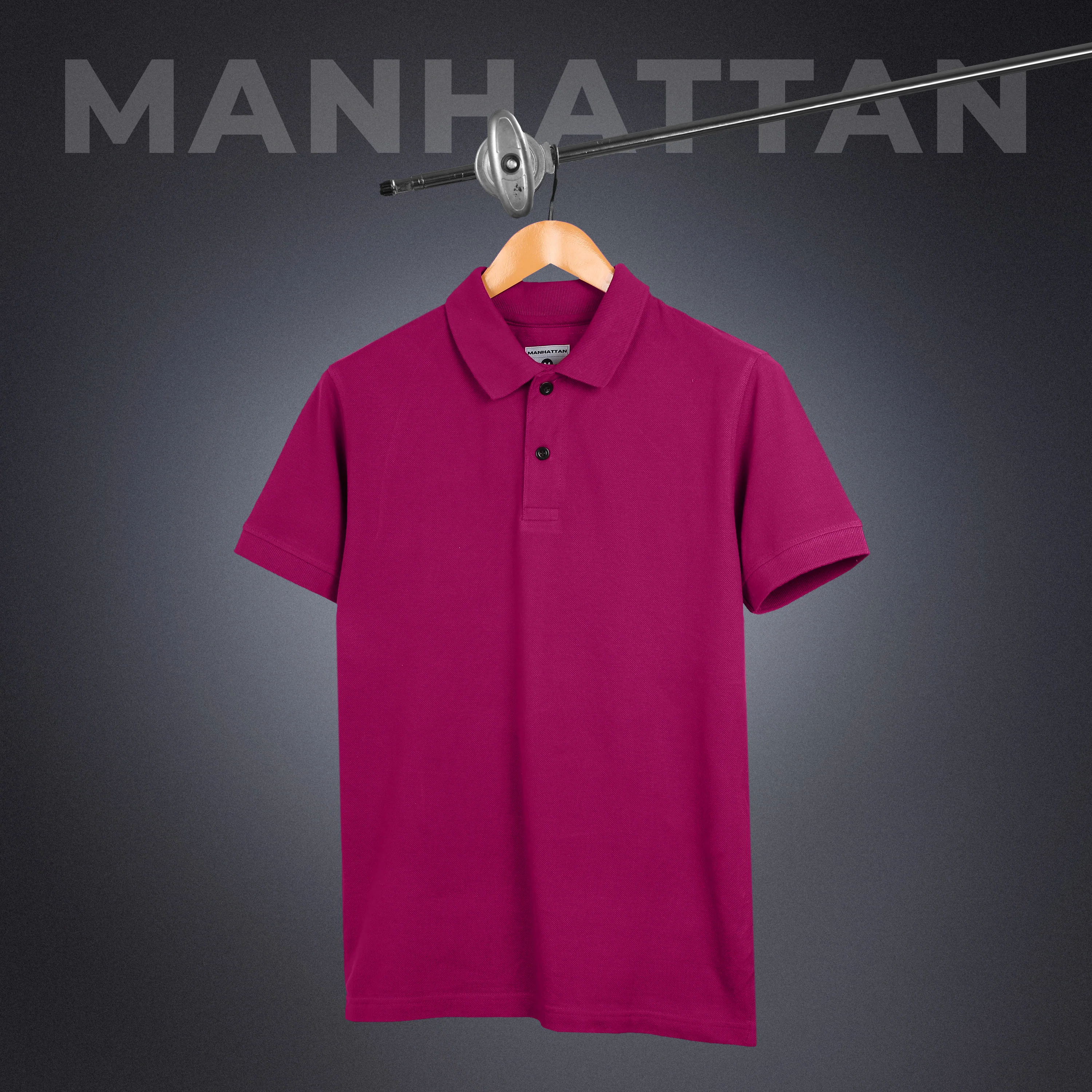 Pure Cotton Polo Plain T Shirts (Wine Red) Without Pocket - Image 3