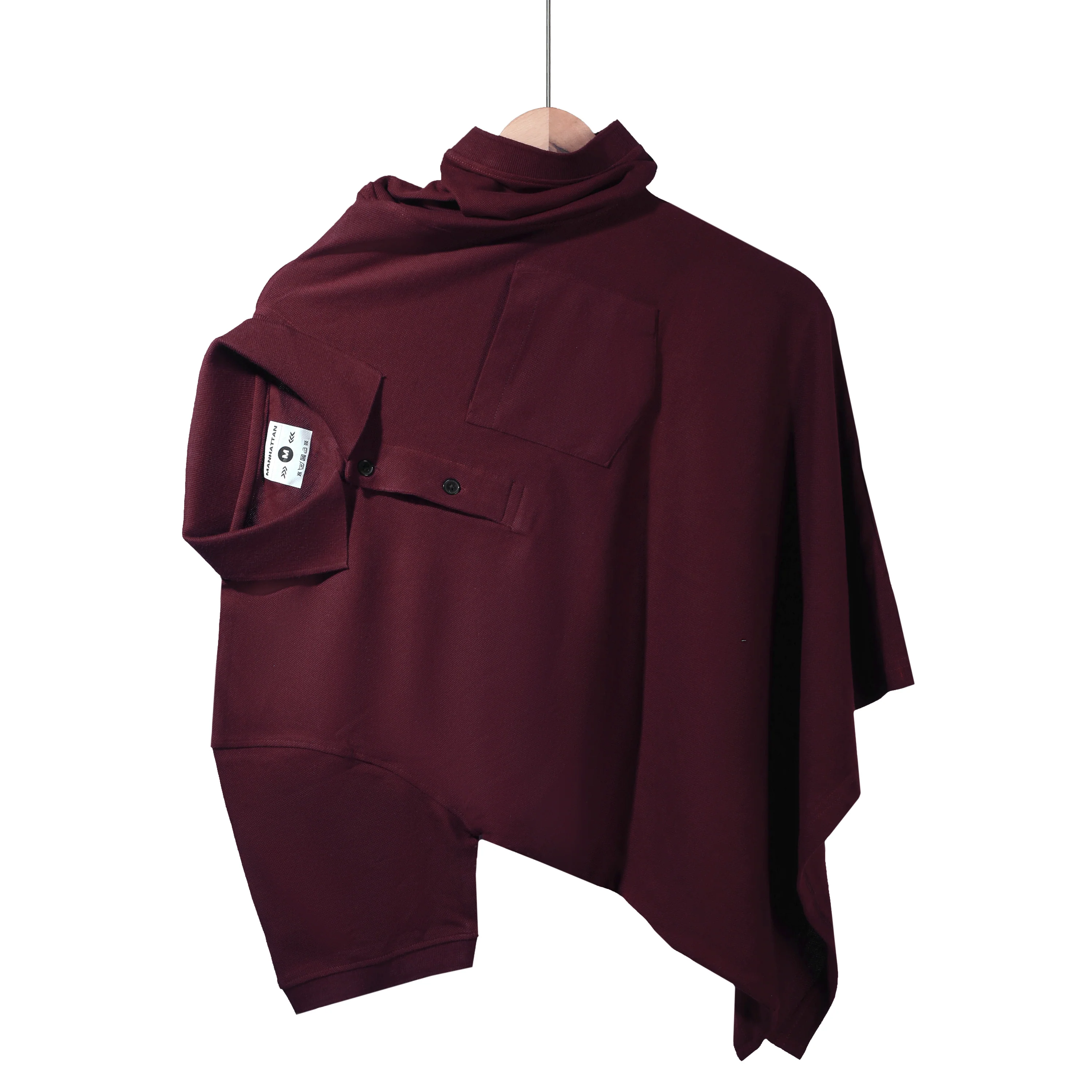 Pure Cotton Polo Pocket T Shirt (Maroon) - Image 3