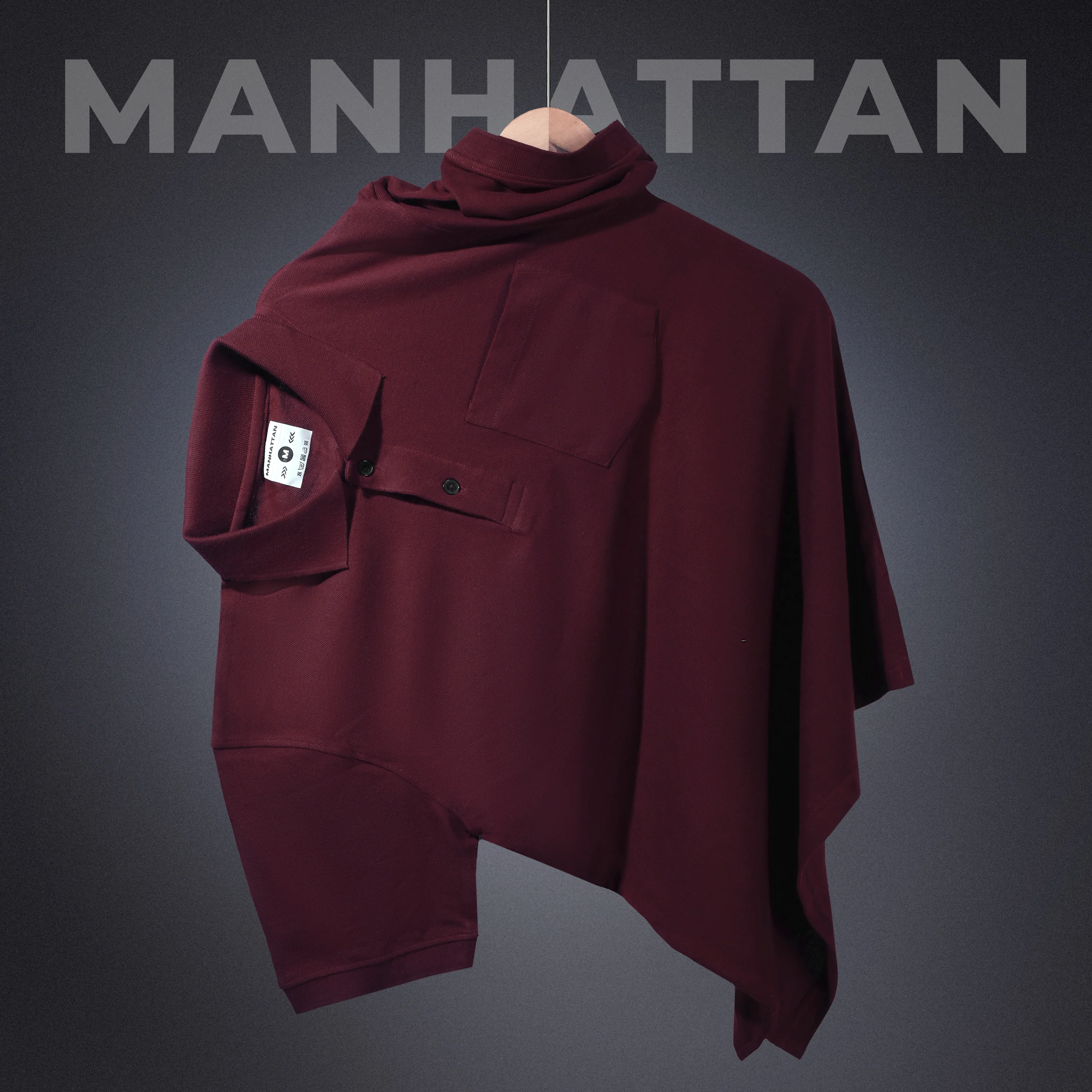 Pure Cotton Polo Pocket T Shirt (Maroon) - Image 4