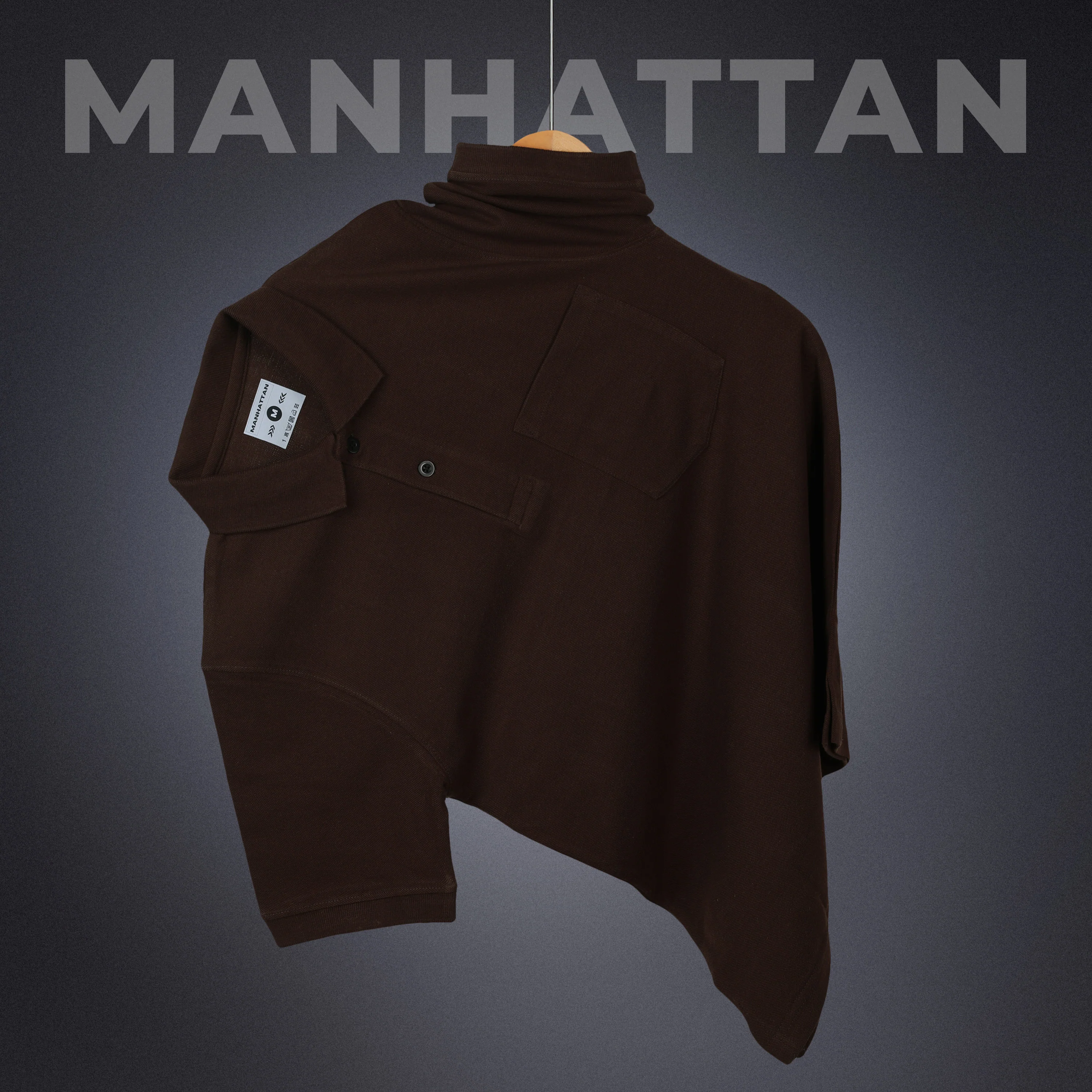 Pure Cotton Polo Pocket T Shirt (Coffee Brown) - Image 2