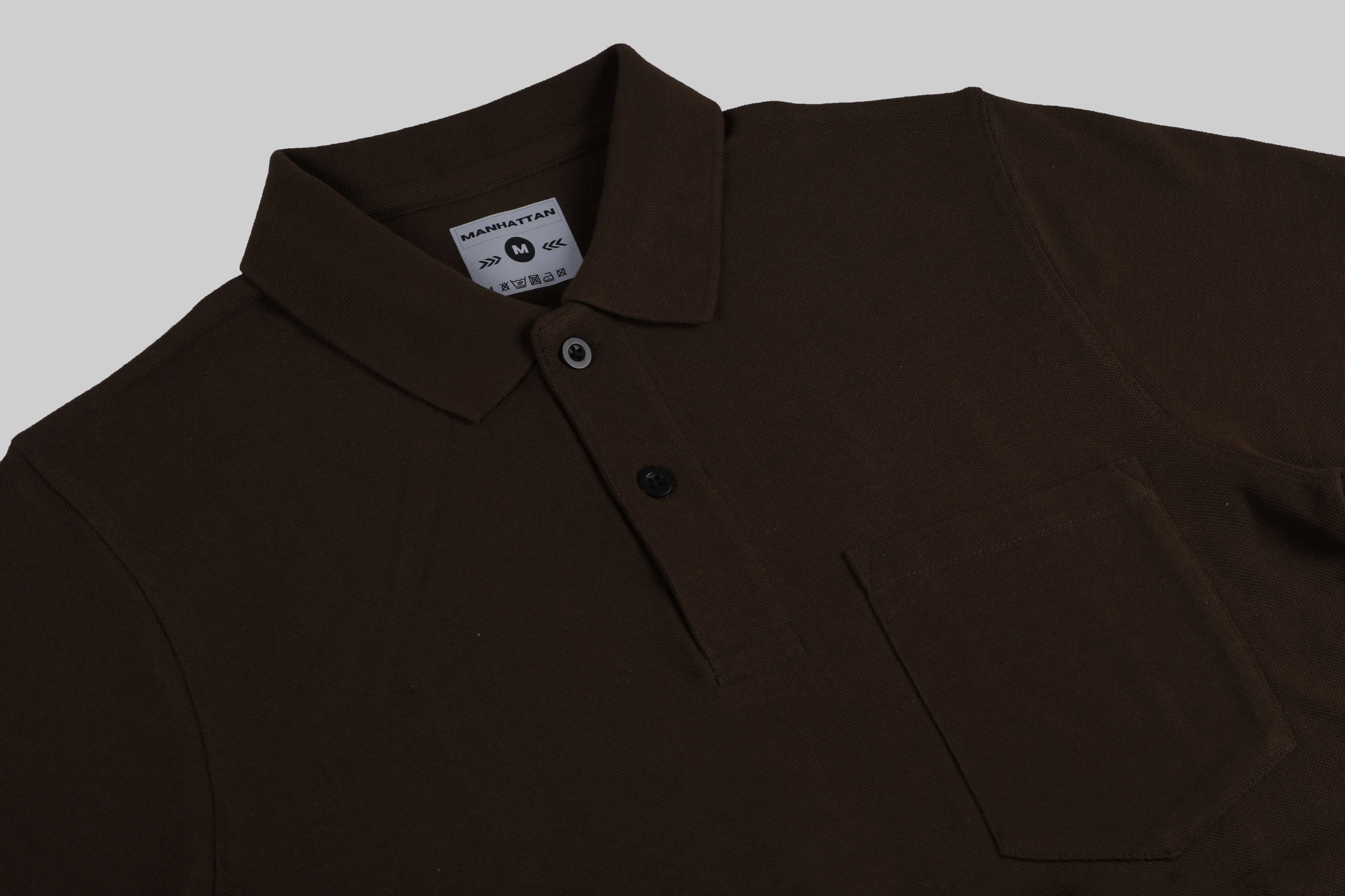 Pure Cotton Polo Pocket T Shirt (Coffee Brown) - Image 3