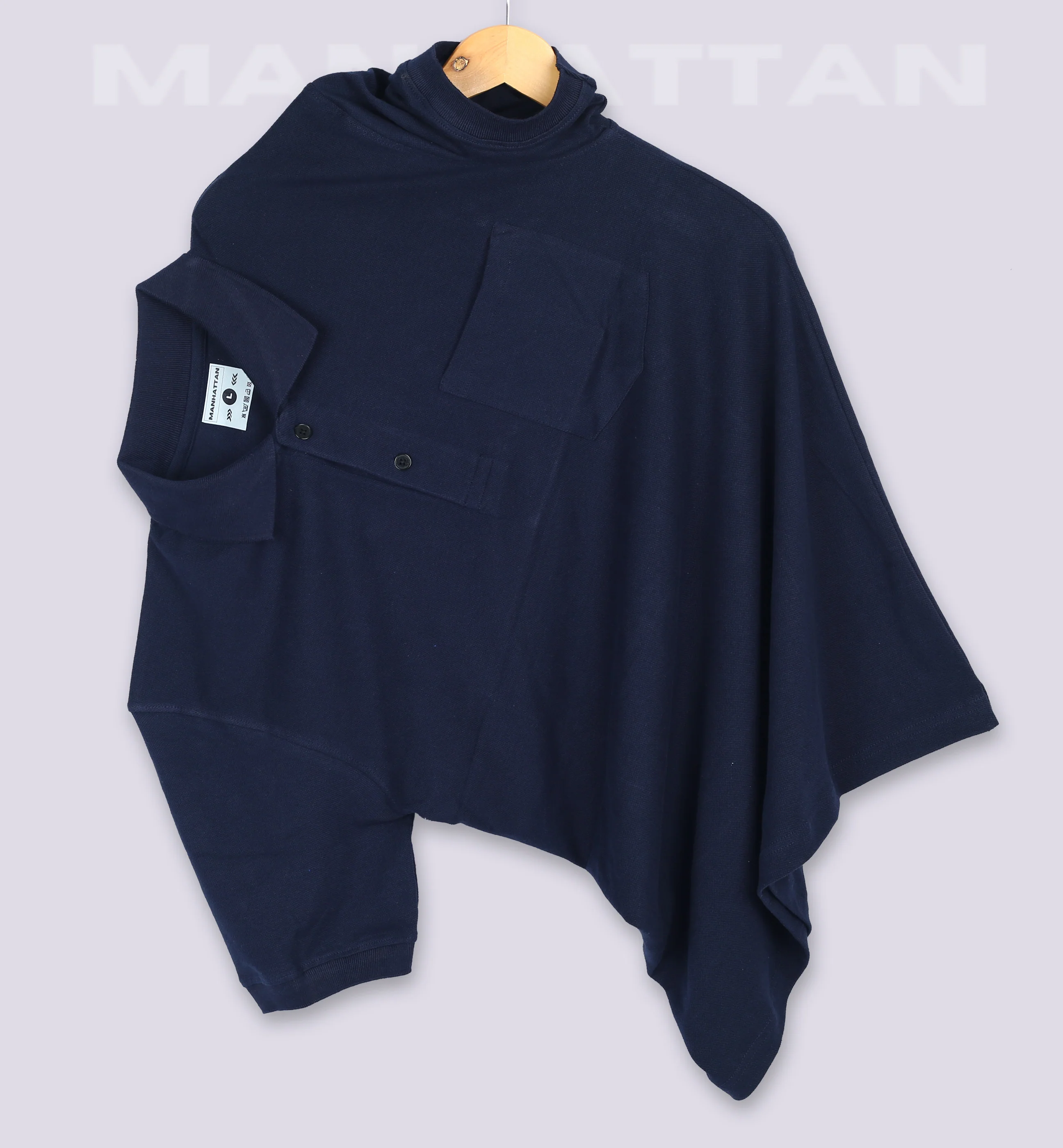 Pure Cotton Polo Pocket T Shirt (Navy) Manhattan - Image 3