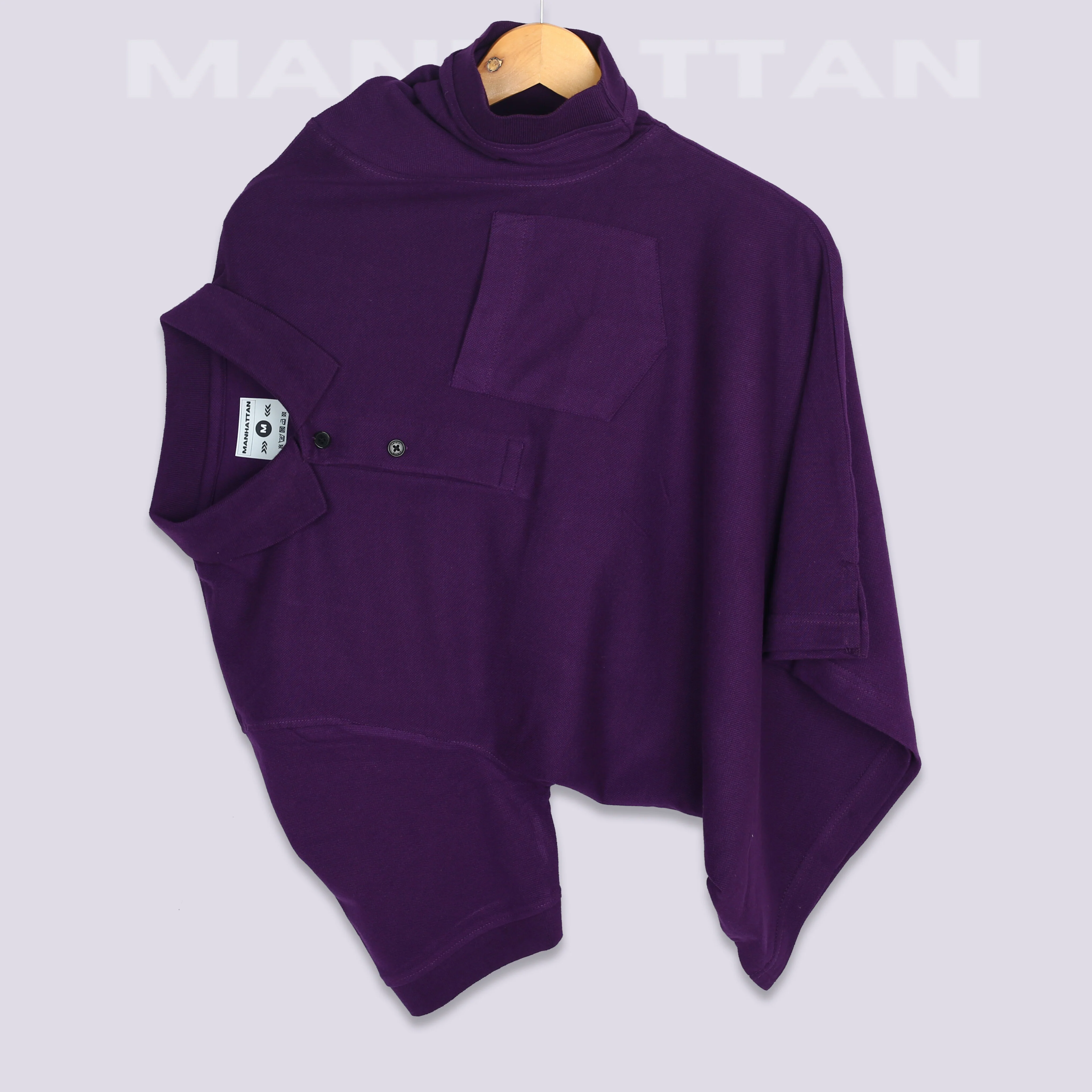 Pure Cotton Polo Pocket T Shirt (Purple) - Image 2