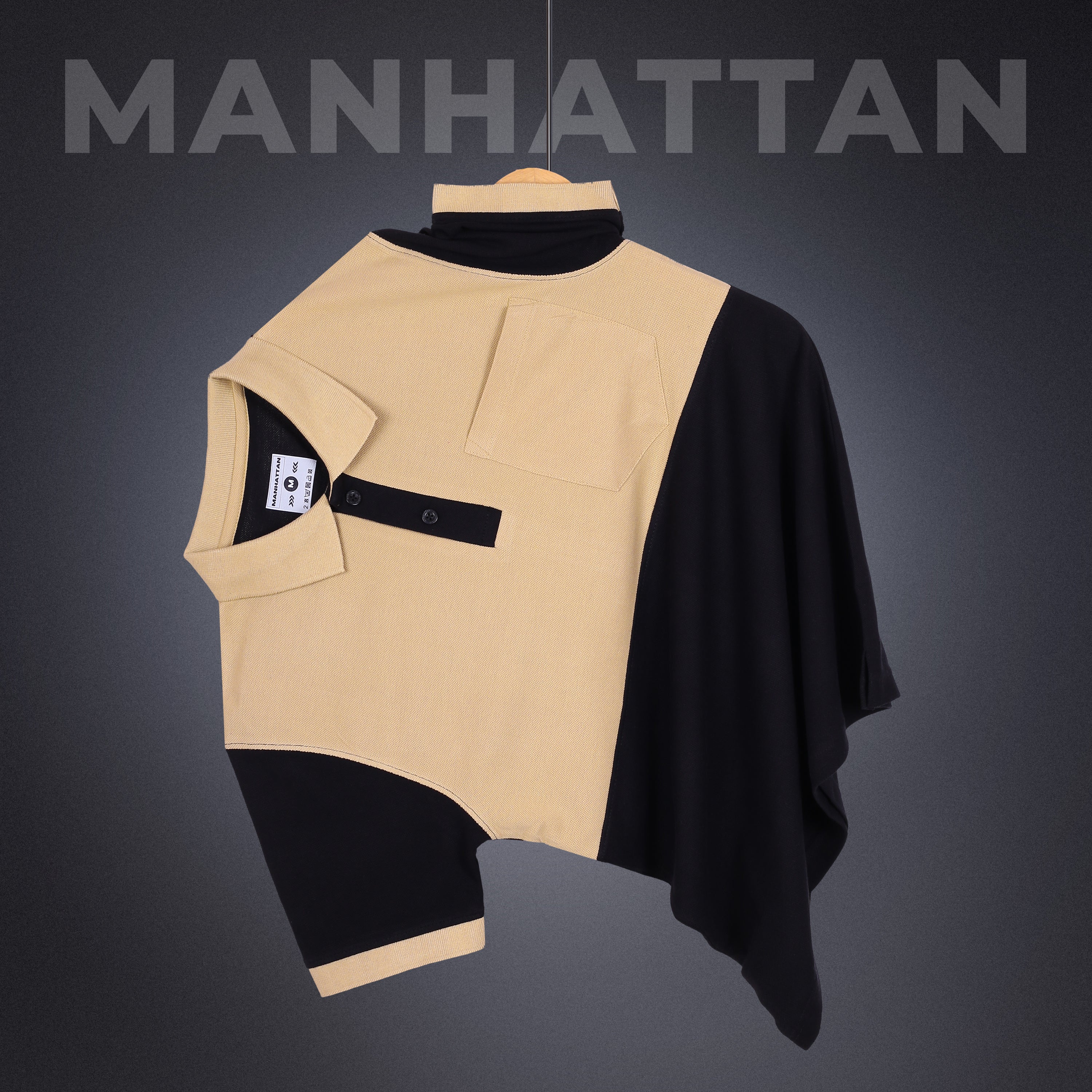 Pure Cotton Polo Pocket T Shirts (Beach/Black Combo A) Cut & Sew - Image 3