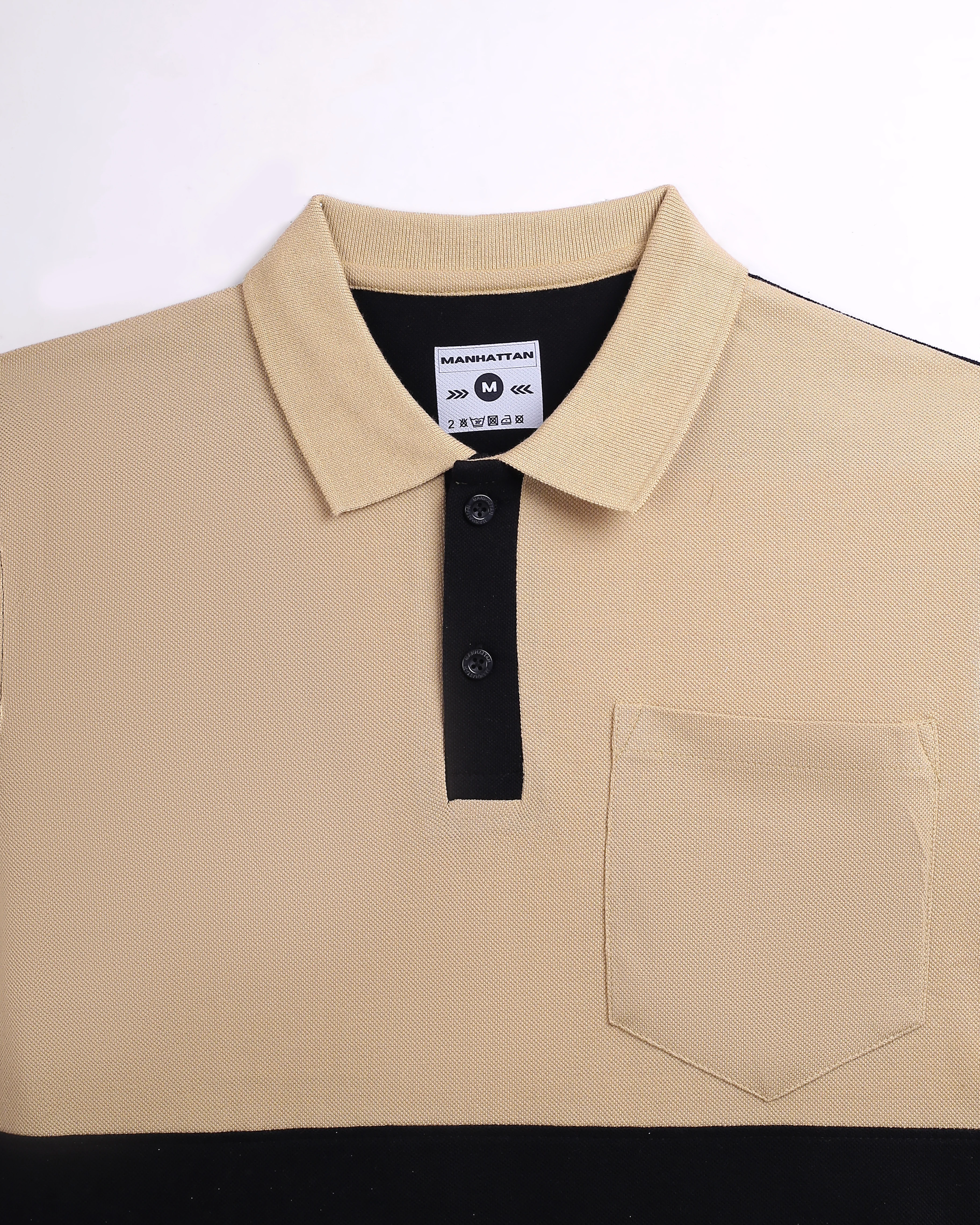 Pure Cotton Polo Pocket T Shirts (Beach/Black Combo A) Cut & Sew - Image 4