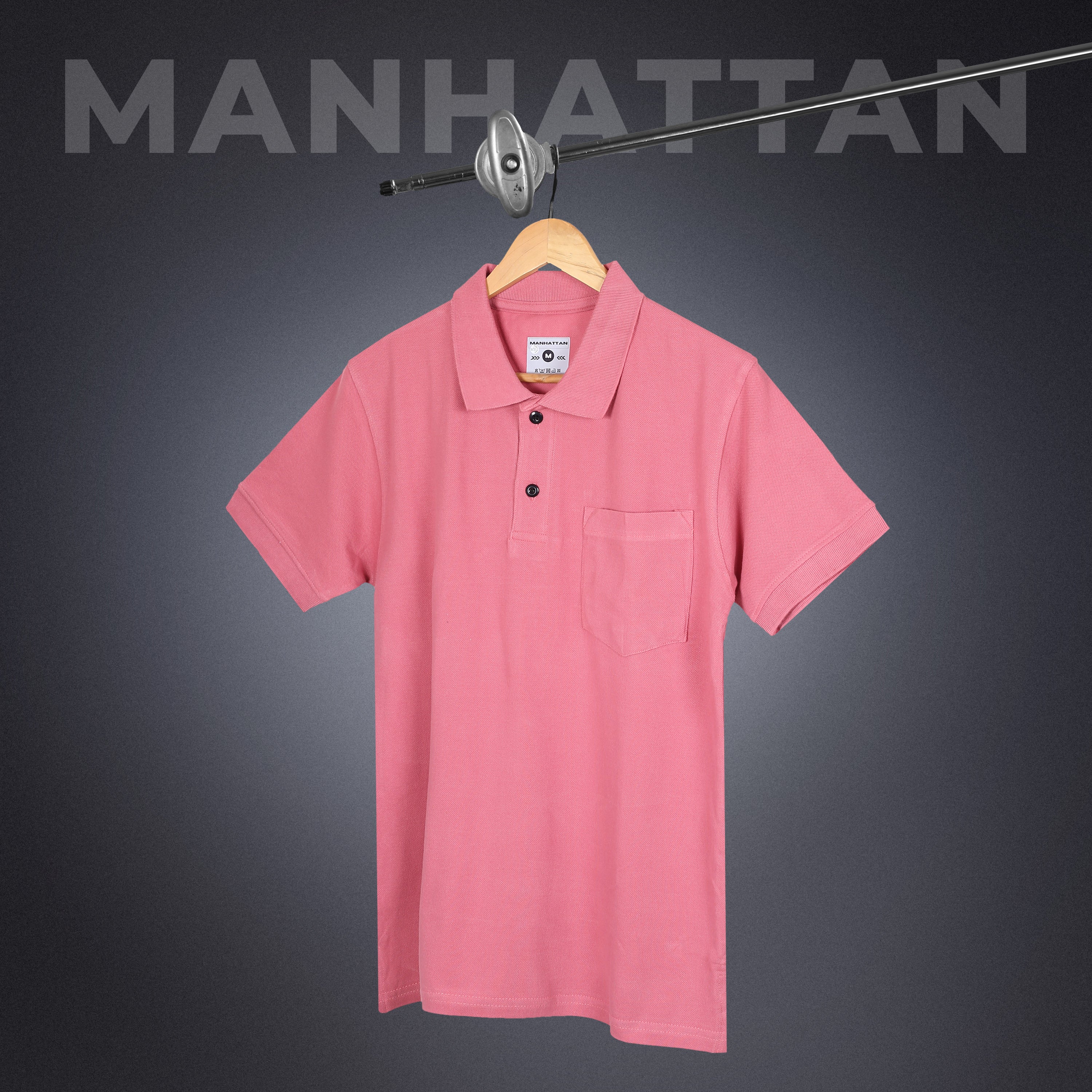 Pure Cotton Polo Pocket T shirts (Bubble Gum Pink) - Image 4