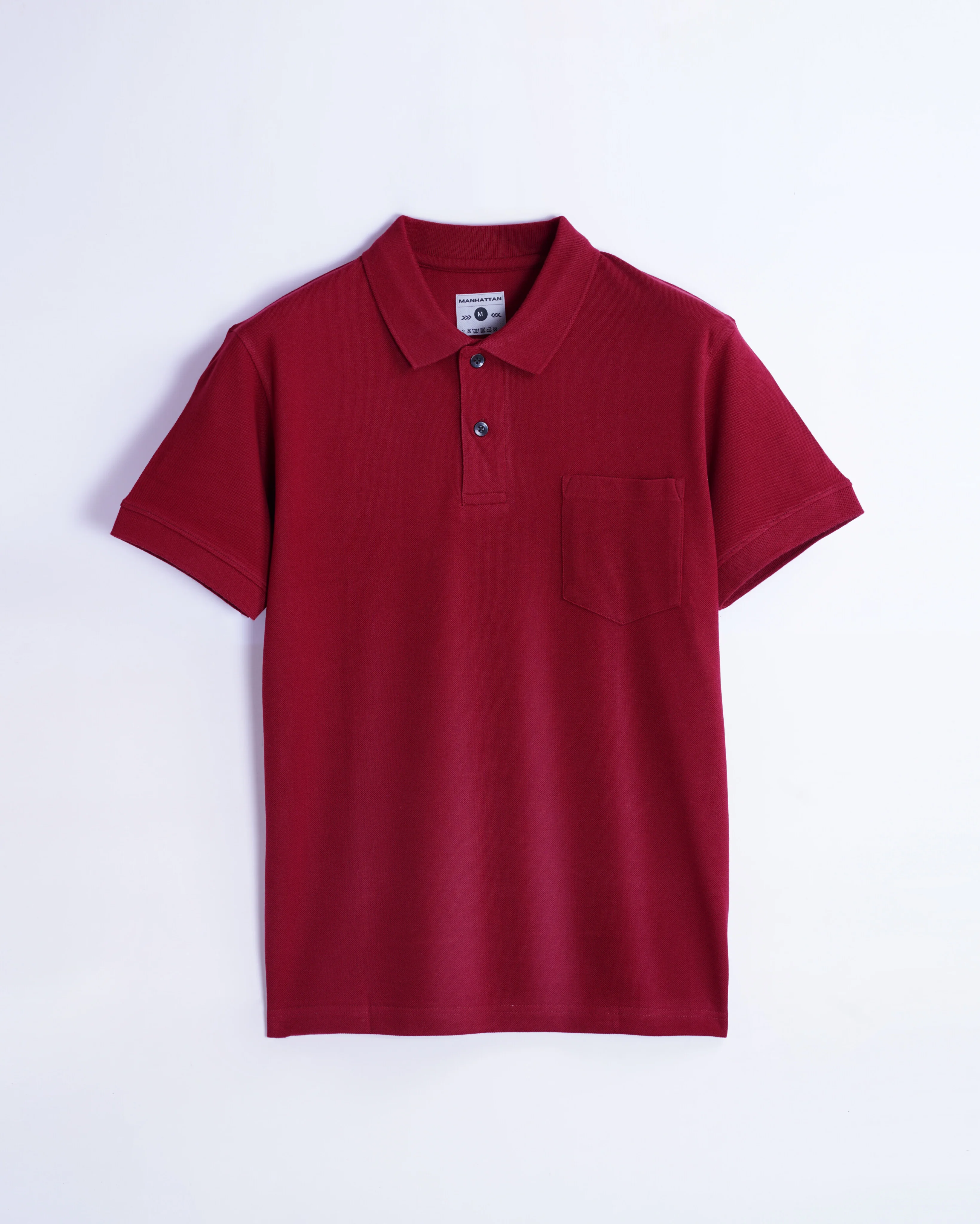 Pure Cotton Polo Pocket T shirts (Burgundy) - Image 2