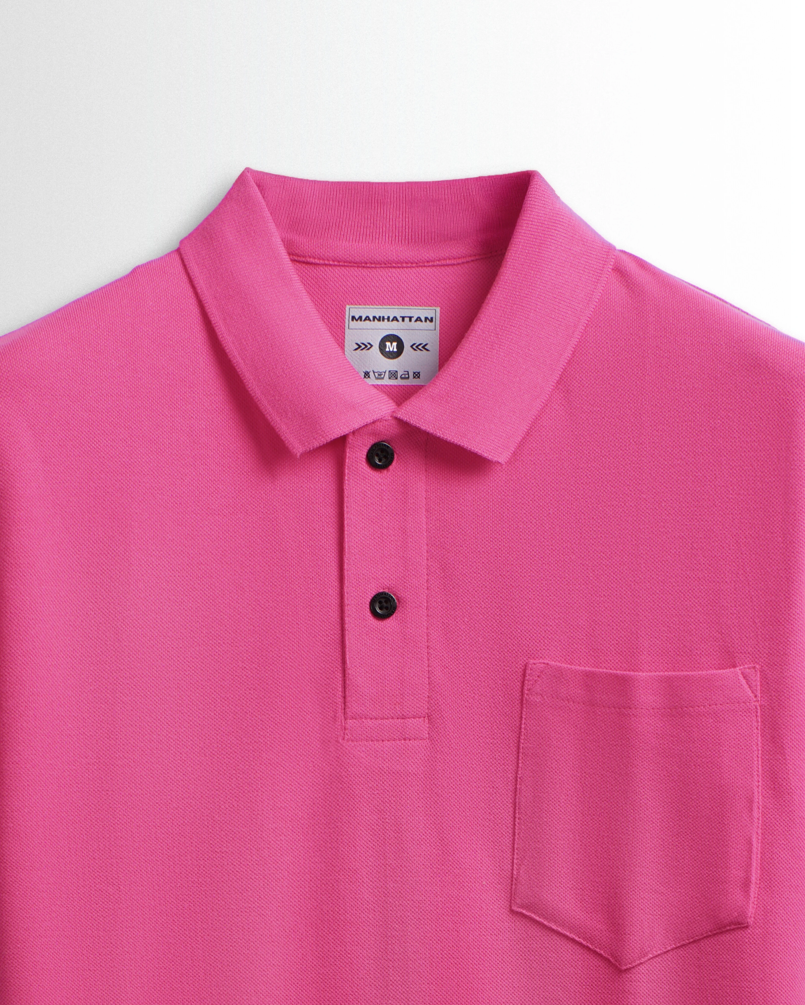 Pure Cotton Polo Pocket T shirts (Dark Pink) - Image 2