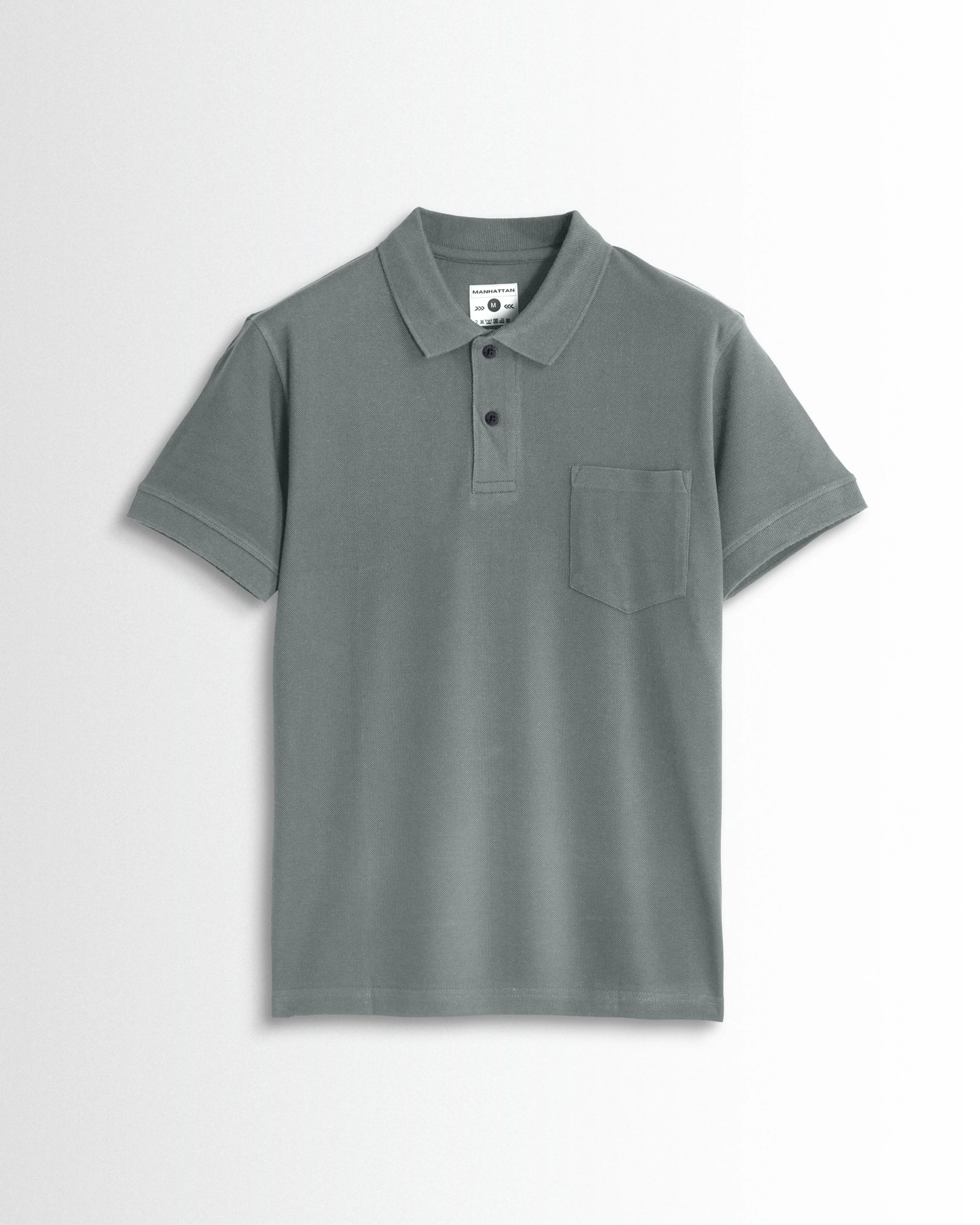 Pure Cotton Polo Pocket T shirts (Grey) - Image 2