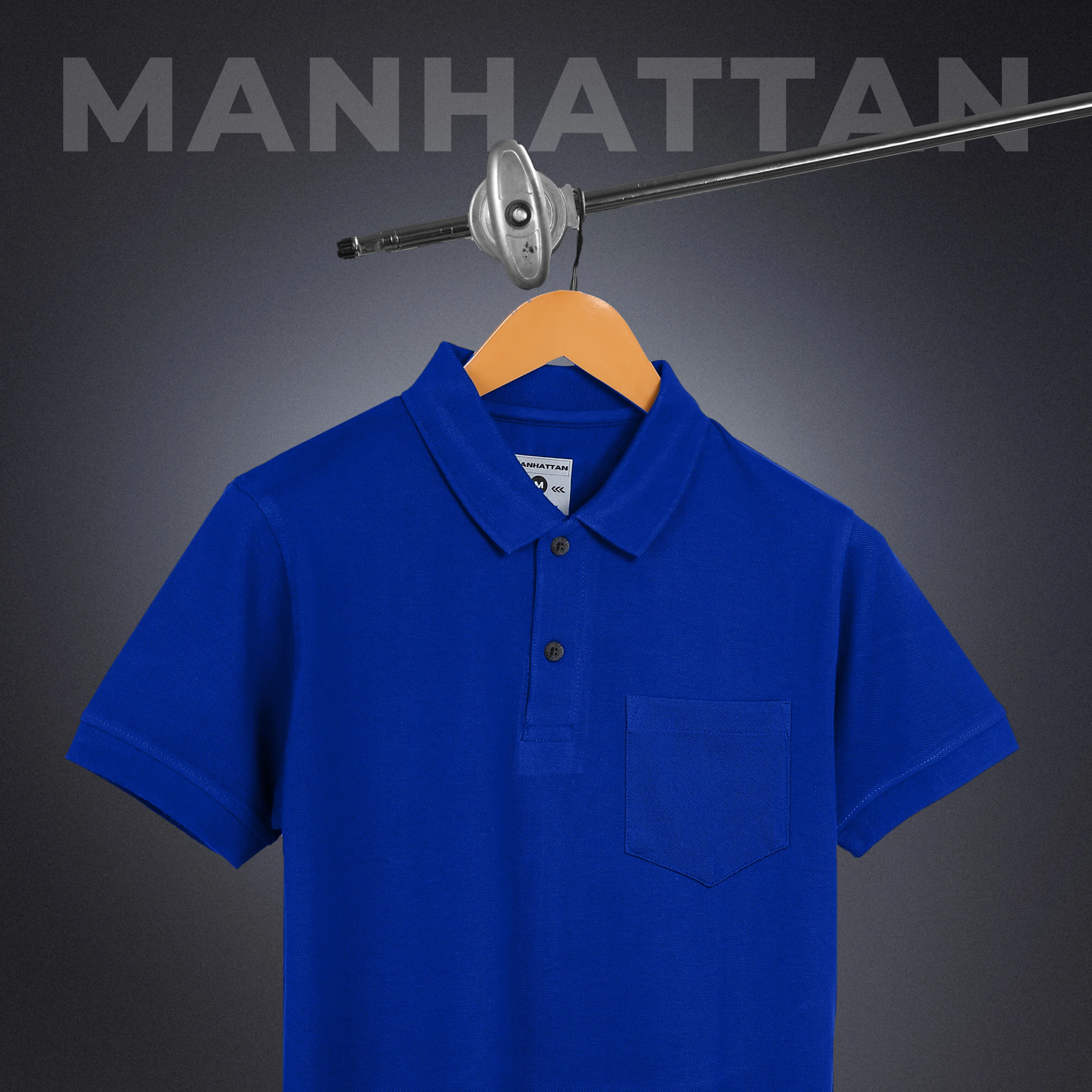 Pure Cotton Polo Pocket T Shirts (Azure Blue) - Image 3