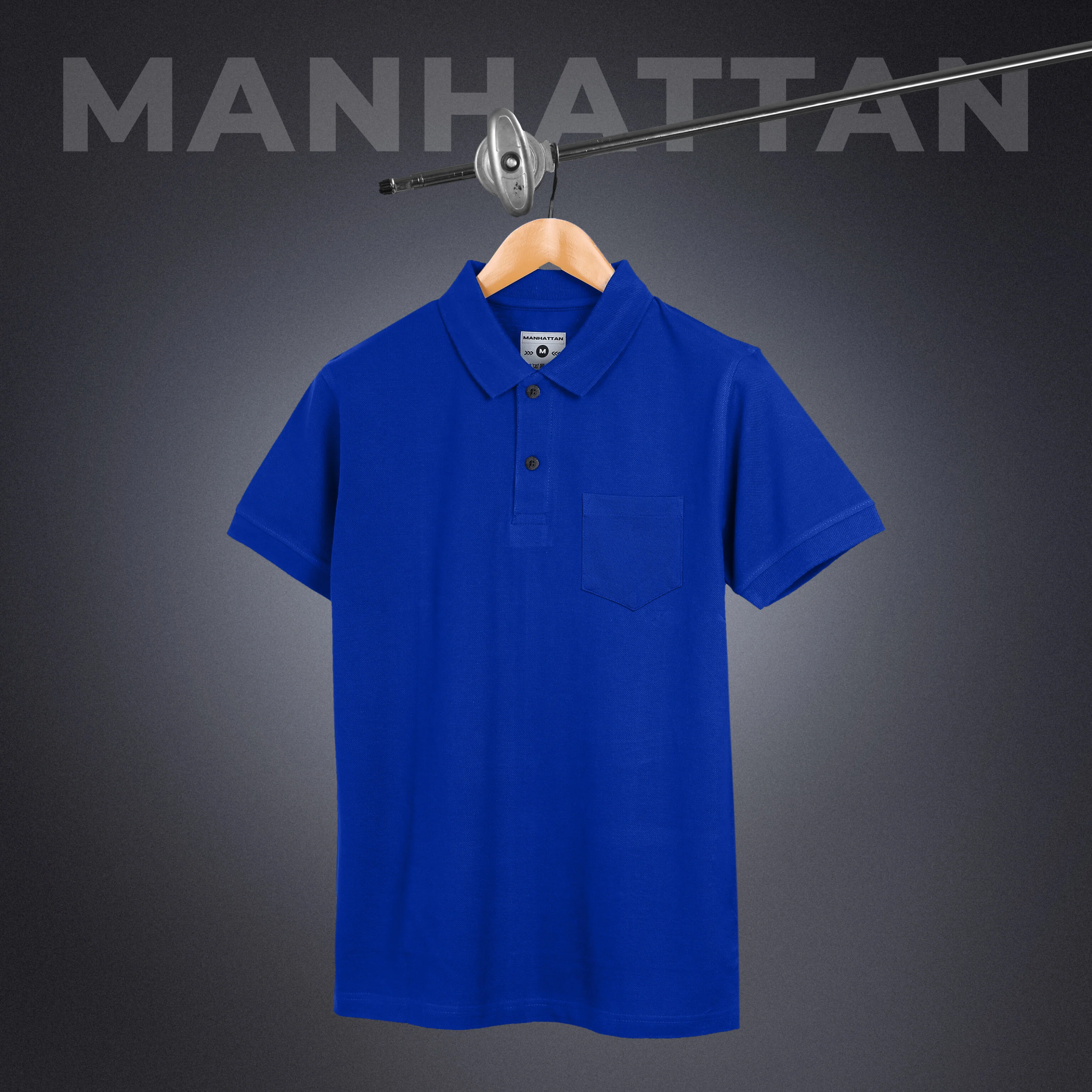 Pure Cotton Polo Pocket T Shirts (Azure Blue) - Image 4