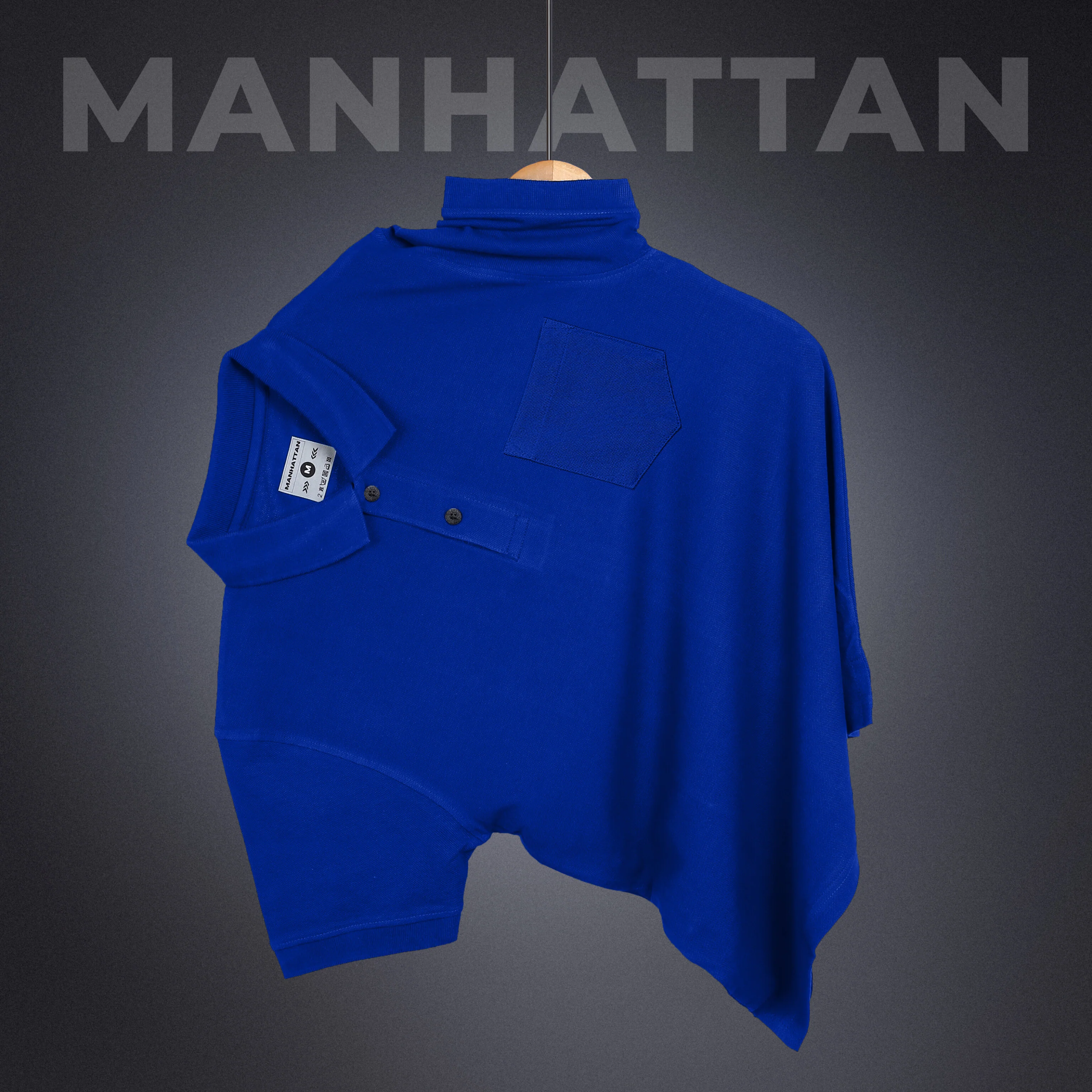 Pure Cotton Polo Pocket T Shirts (Azure Blue) - Image 5