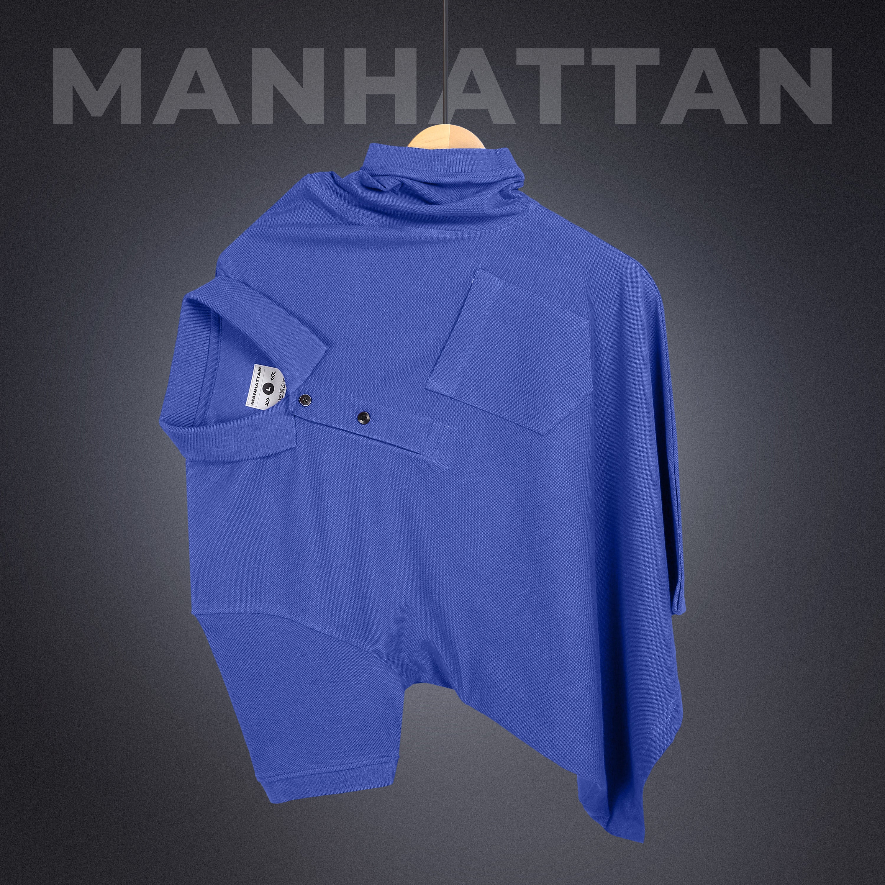 Pure Cotton Polo Pocket T shirts (Cobalt Blue) - Image 2