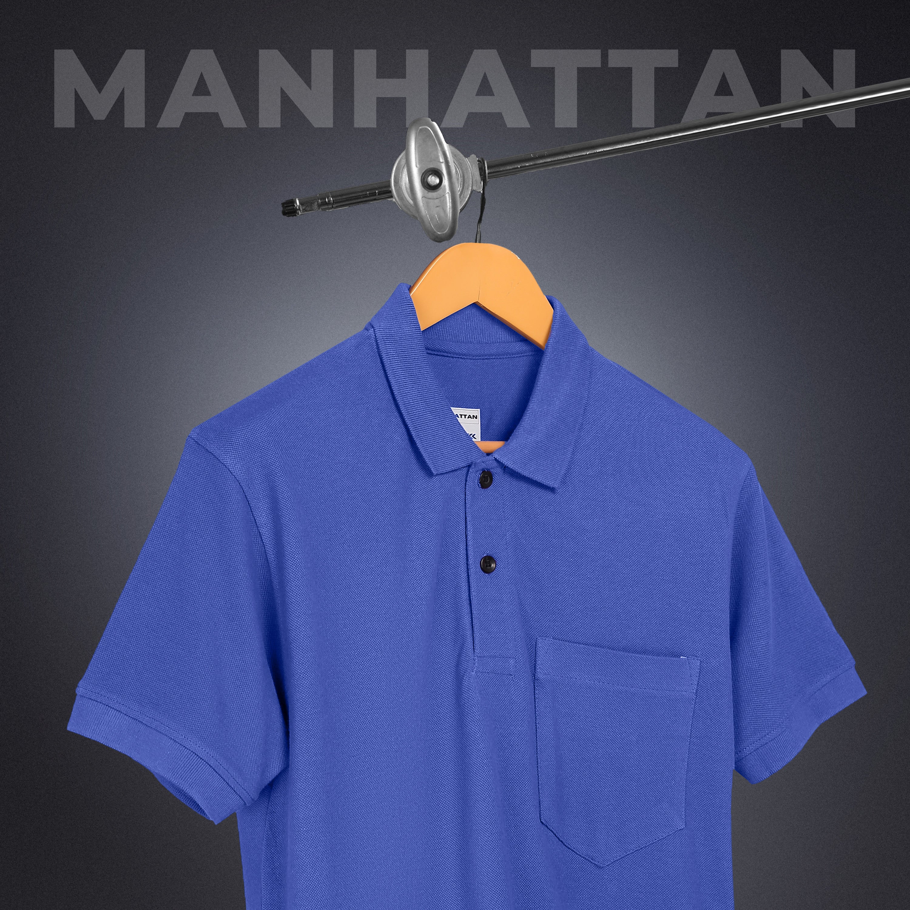 Pure Cotton Polo Pocket T shirts (Cobalt Blue) - Image 3