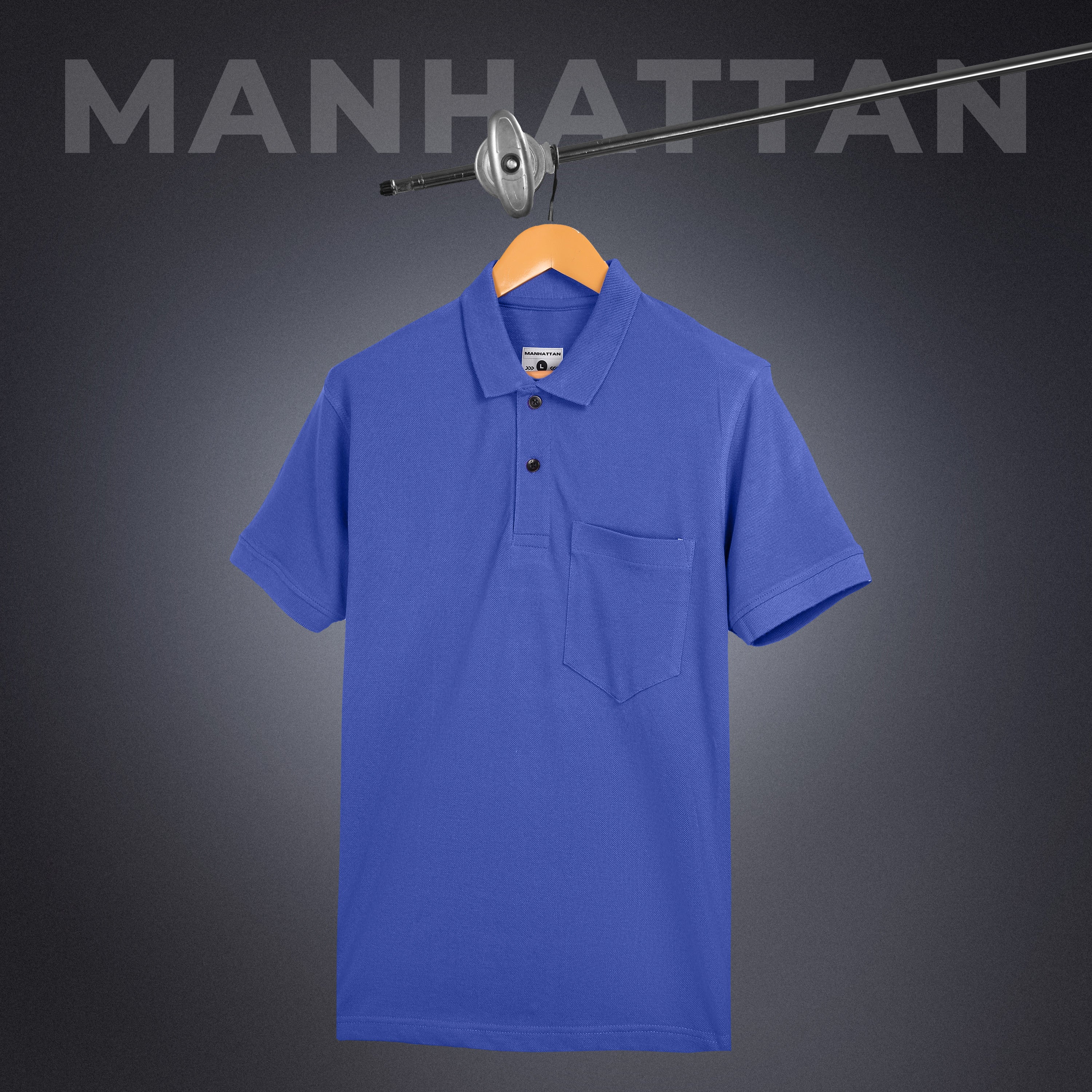 Pure Cotton Polo Pocket T shirts (Cobalt Blue) - Image 4