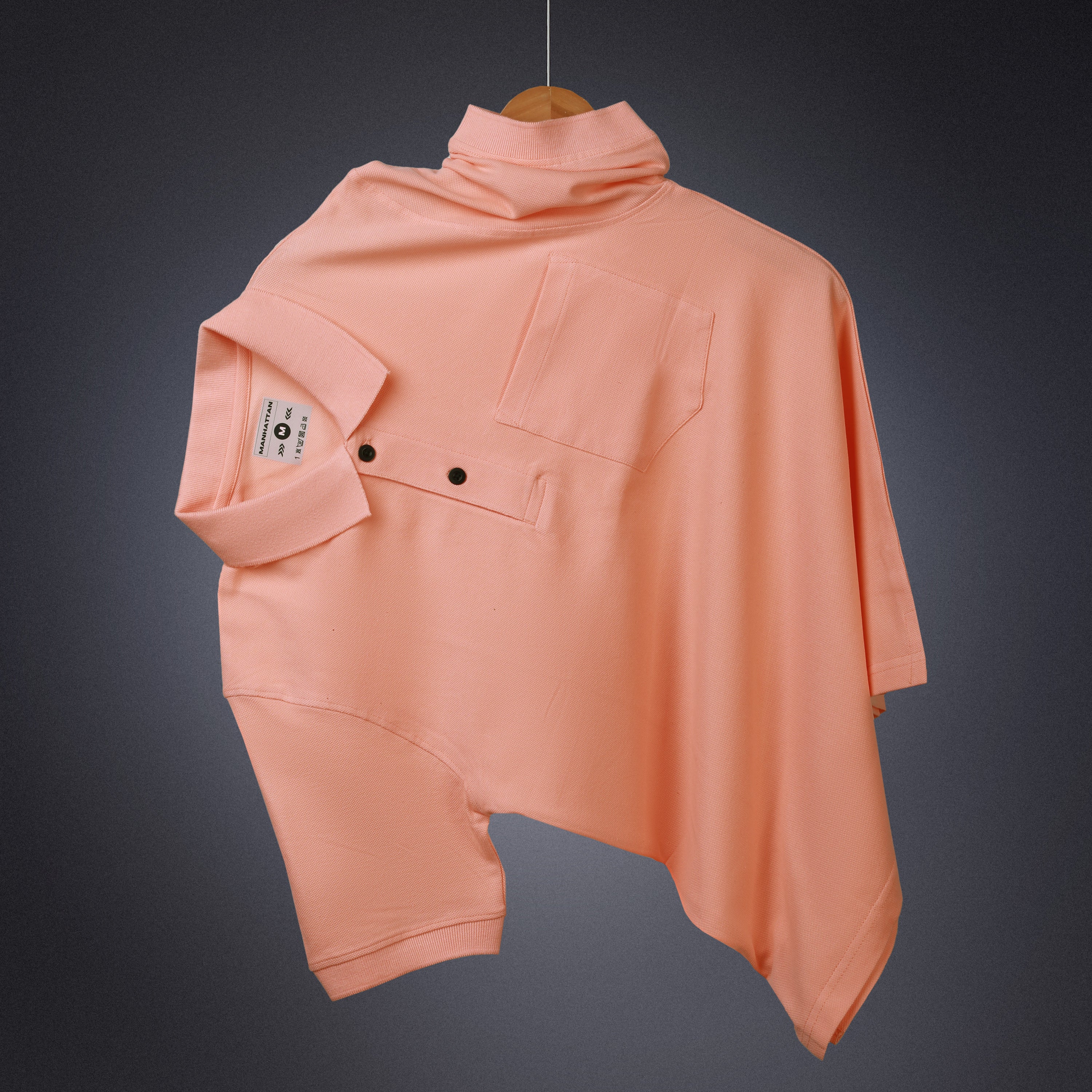 Pure Cotton Polo Pocket T Shirts (Light Orange) - Image 2